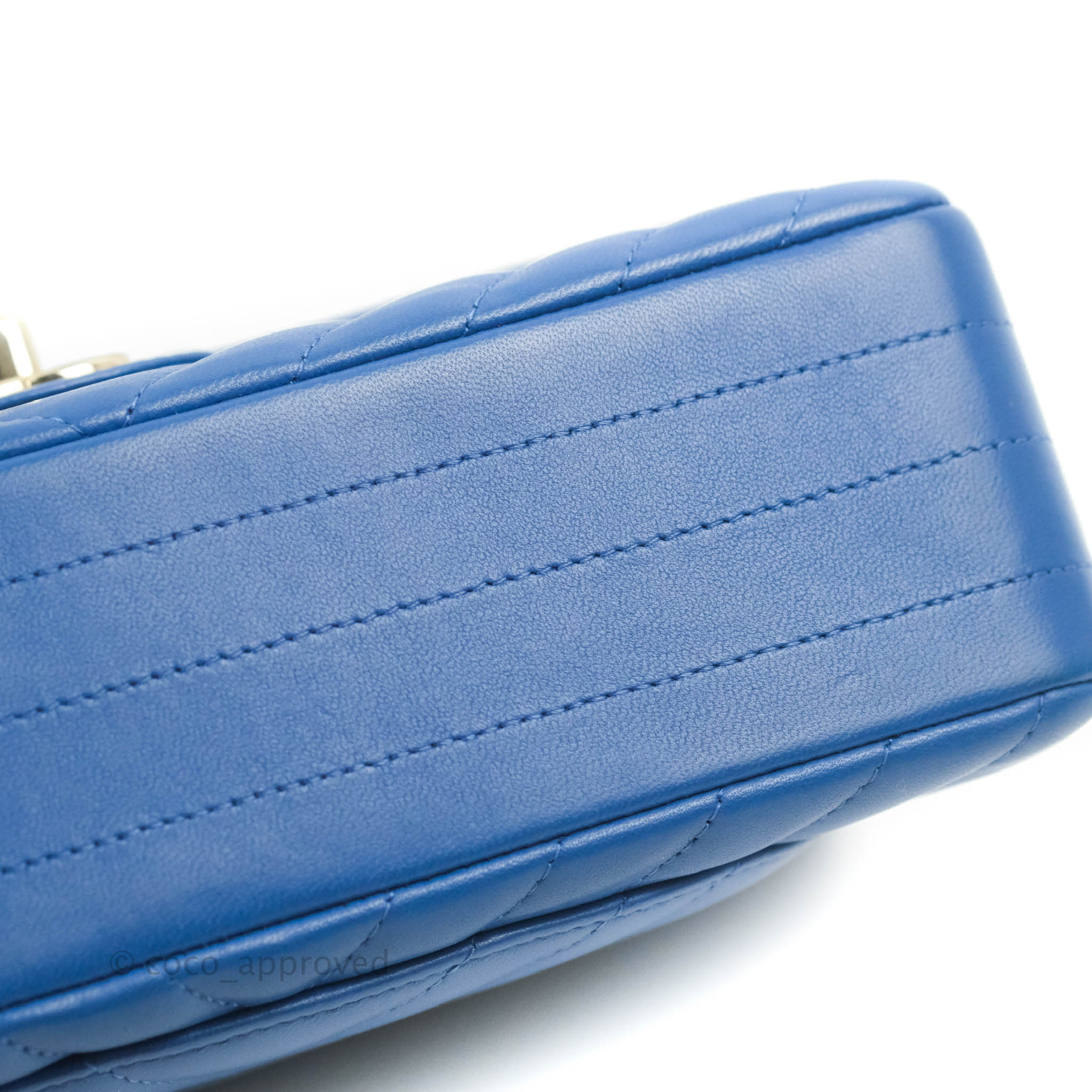Chanel Classic Chevron Small Double Flap Bag in Blue Lambskin Leather with Gold Hardware - Luxury Crossbody Purse for Women, Perfect for Evening Events & Date Nights