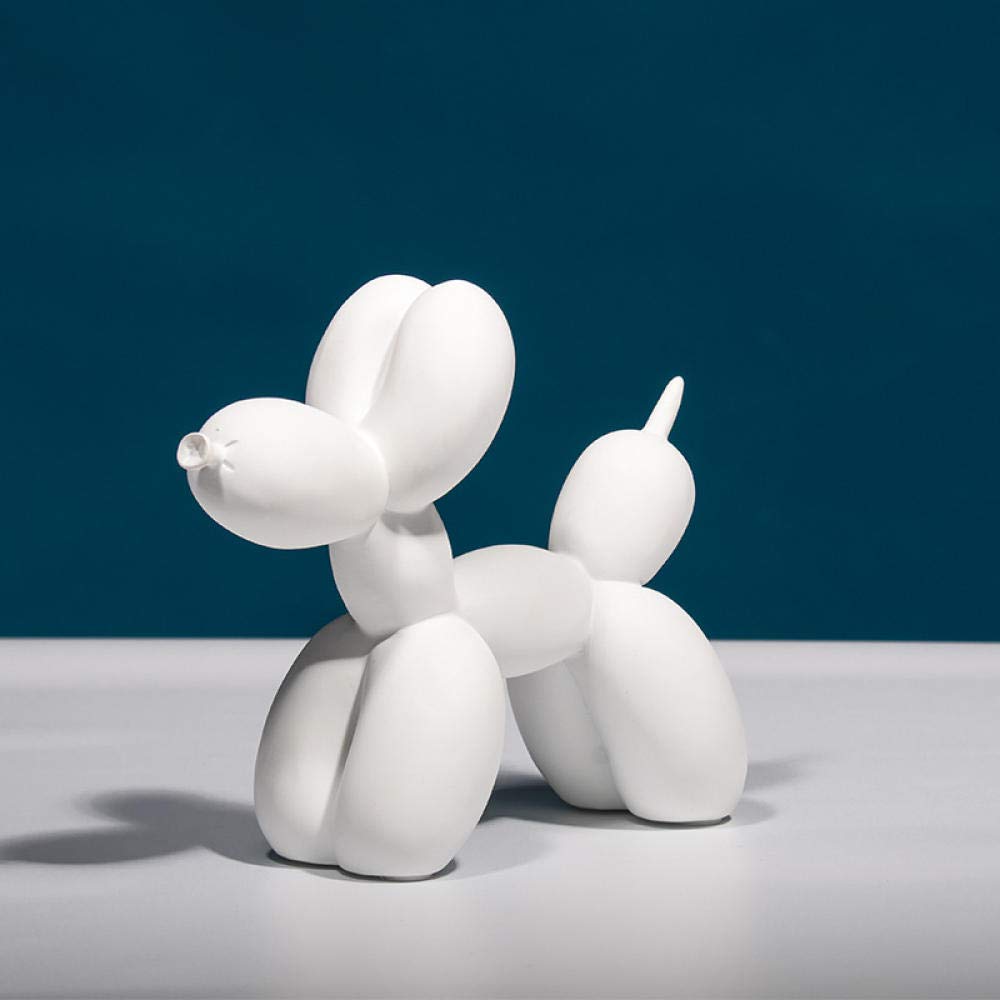 White Resin Balloon Dog Statue - Creative Cute Bedroom Decor, Christmas & New Year Gift, Home Ornament for Party, Wedding, Kids Room | OJSP
