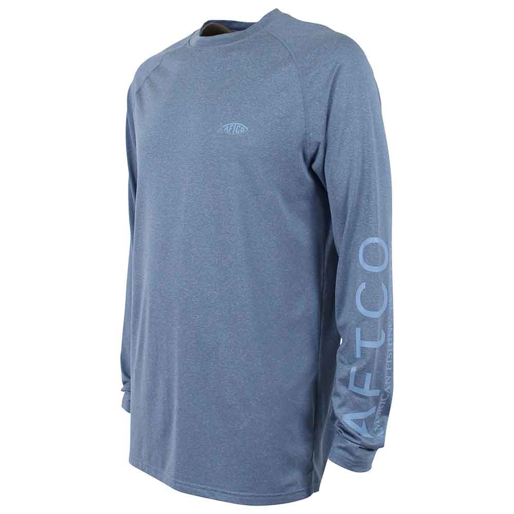 AFTCO Samurai Long Sleeve Sun Protection Performance Shirt - Space Blue Heather | UPF 50+ Fishing & Outdoor Shirt for Men - Perfect for Boating, Hiking & Summer Activities