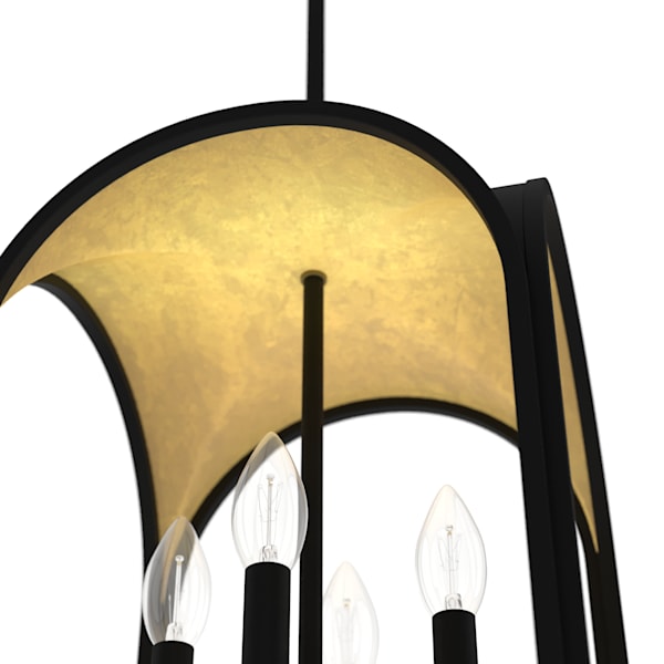 Hunter Dukestown 4-Light 12-Inch Pendant Chandelier in Natural Iron with Gold Leaf Finish - Perfect for Farmhouse, Rustic, or Industrial Dining Room & Kitchen Lighting