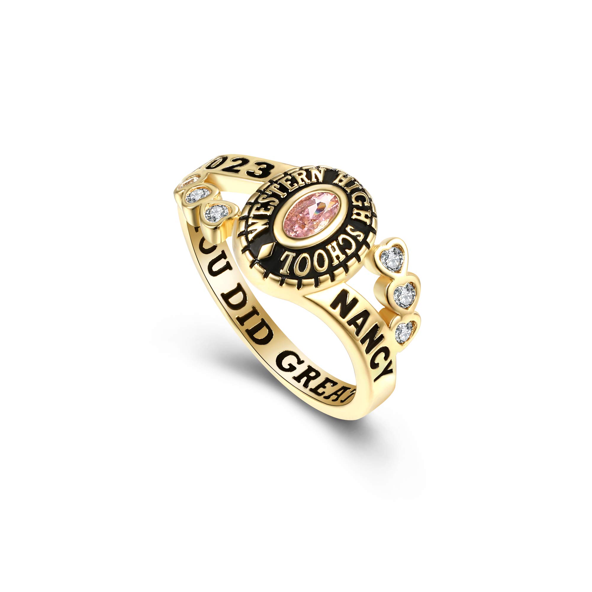Authentic PJM Women's Class Ring - Sweetheart Collection - 925 Sterling Silver or 10KT Gold - Custom High School & College Graduation Ring - Personalized Jewelry Gift for Her - Perfect for Graduation Ceremonies, Alumni Events & Keepsake Memories