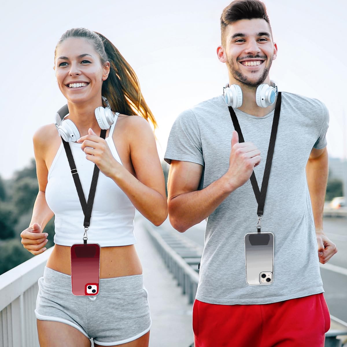 2 Pack Phone Tether Tabs for iPhone - Universal Phone Strap & Lanyard Attachment - Compatible with Most Phone Cases - Perfect for Gym, Travel, Work & Outdoor Activities