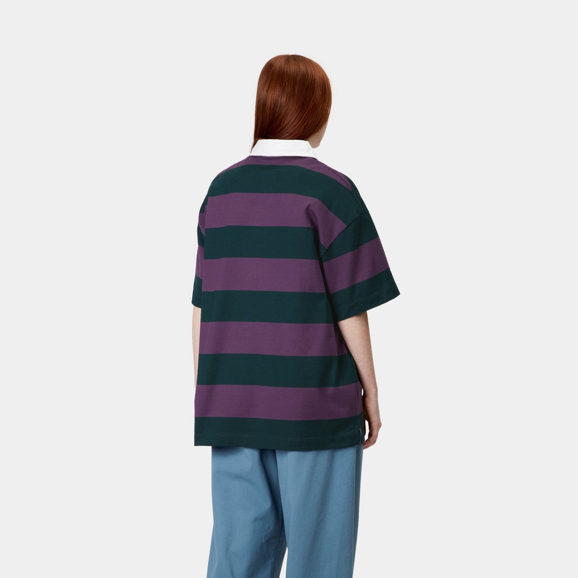 Women's Seffner Stripe Polo T-Shirt - Breathable Cotton Casual Top for Golf, Work & Everyday Wear | Conifer Green