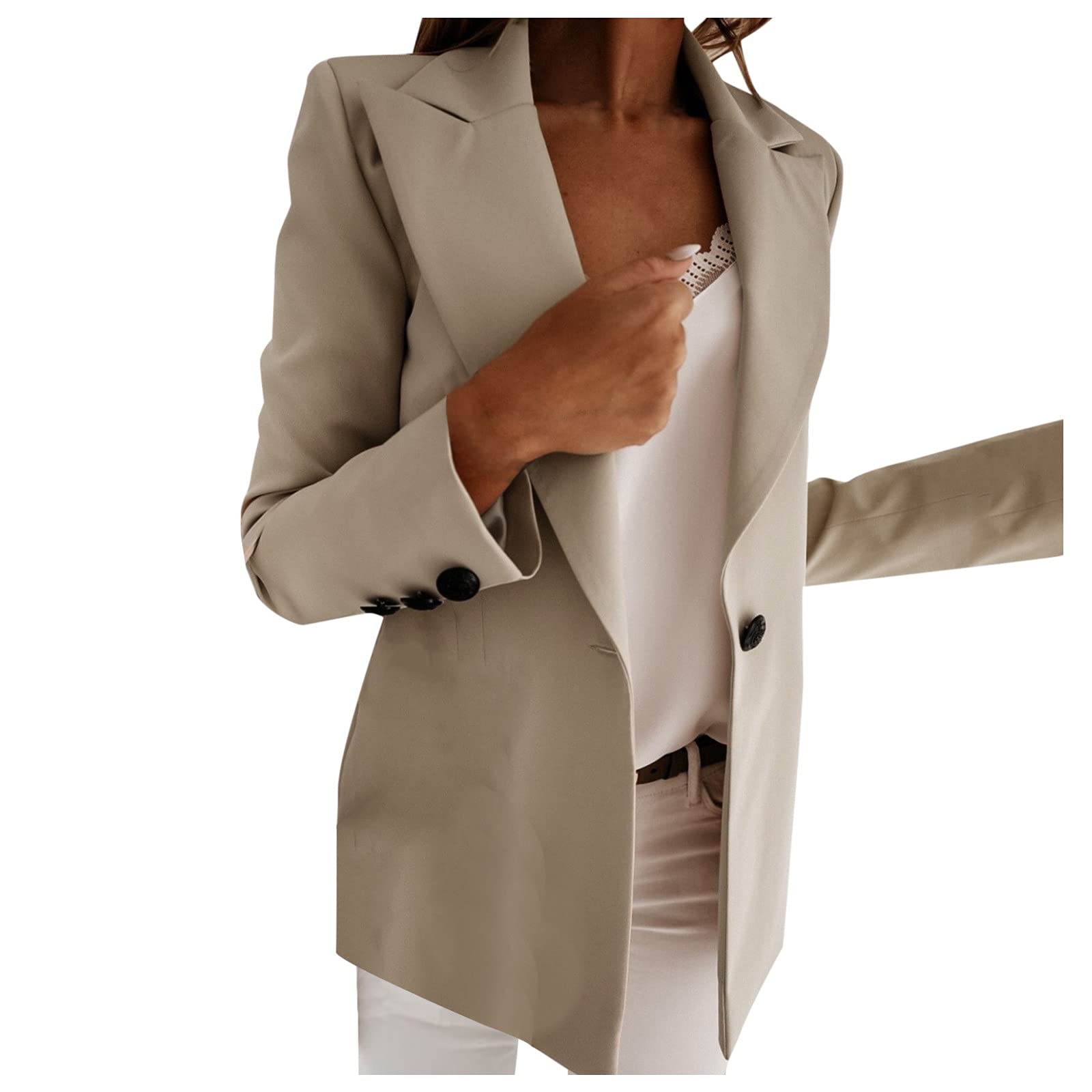 Women's Lightweight Blazer Jacket - Solid Color Long Sleeve Office Cardigan Coat with Lapel Pockets | Perfect for Business Casual, Work Attire & Professional Outfits