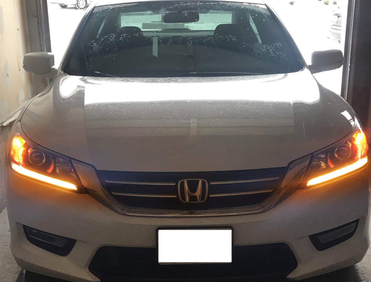 High Performance Amber LED DRL Headlights for 2013-2015 Honda Accord Sedan - Bright Daytime Running Lights with Easy Retrofit Installation - Perfect for Night Driving & Enhanced Road Safety