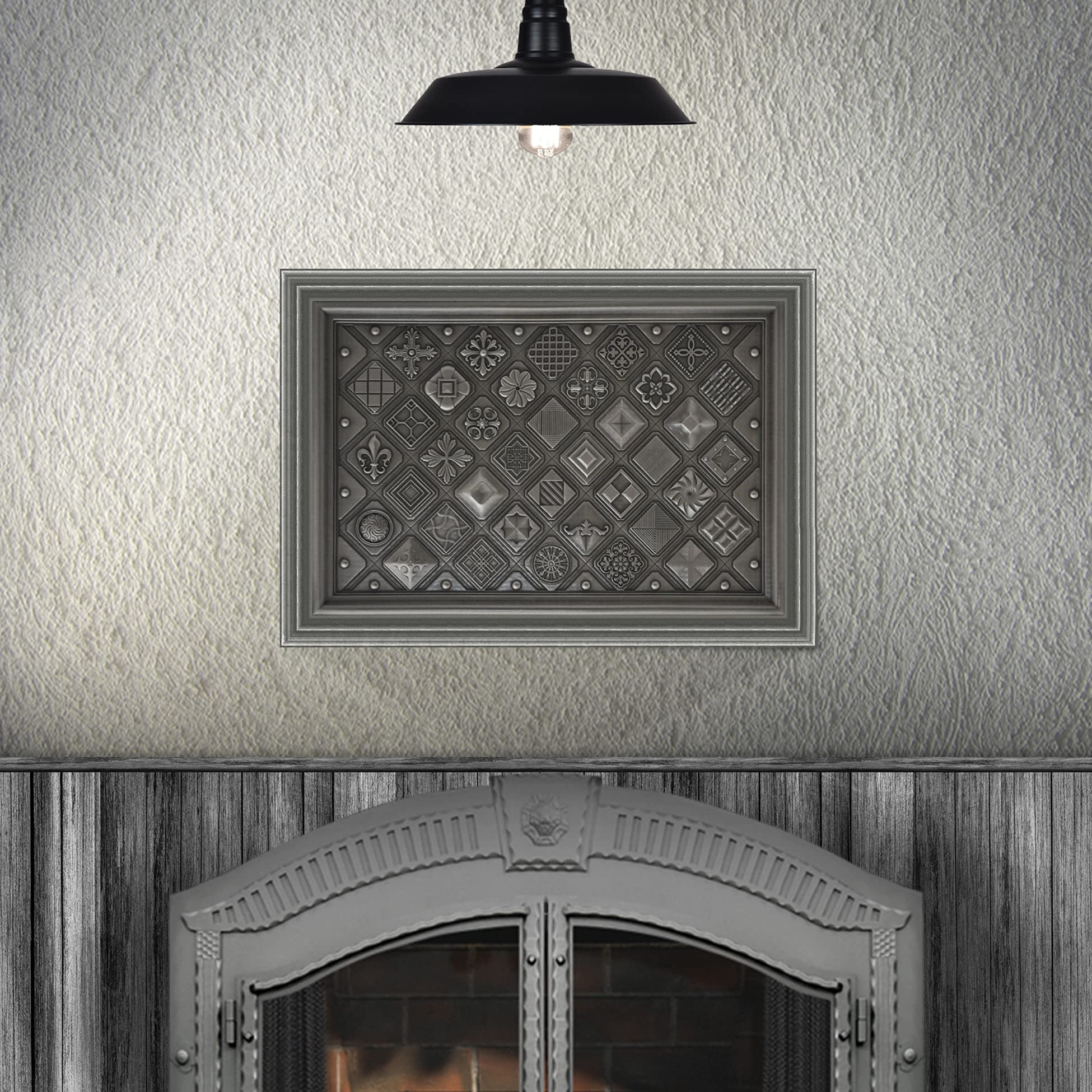 12x18 Inch Handmade Textured Premium Metal Decorative Mural Tile - Antique Nickel Finish for Kitchen Backsplash, Fireplace & Wall Decor | Rustic Home Accent, Bathroom Upgrade & Living Room Statement Piece