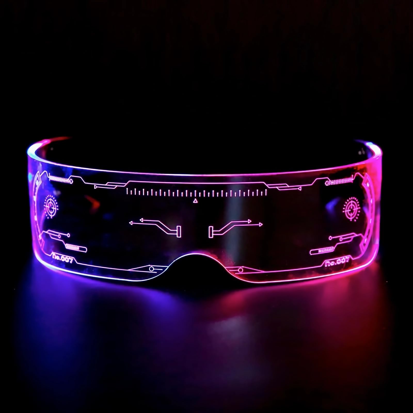 Cyberpunk LED Glasses for Adults - 7 Color Changing Futuristic Light Up Glasses for Raves, Parties, Concerts & Night Events