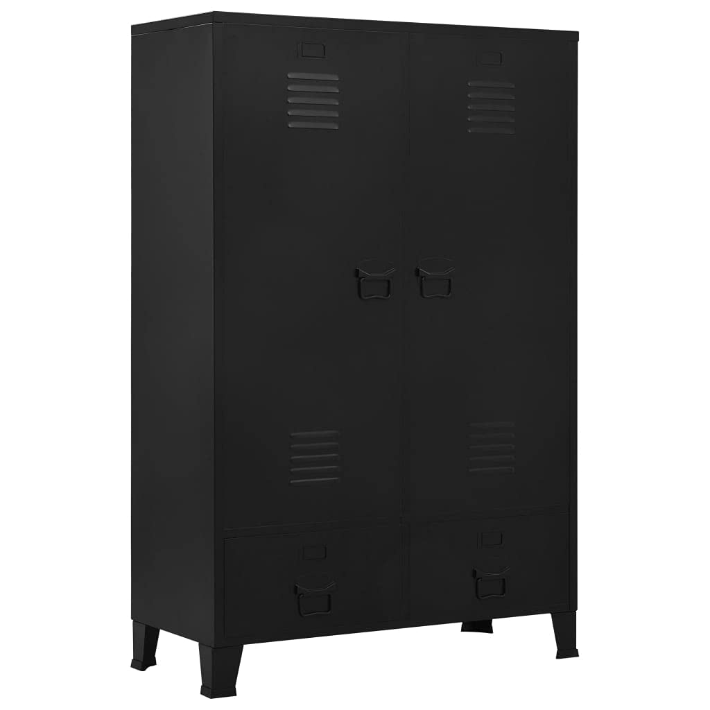 Portable Wardrobe Closet Organizer - Heavy Duty Steel Clothes Storage with Industrial Black Finish (35.4