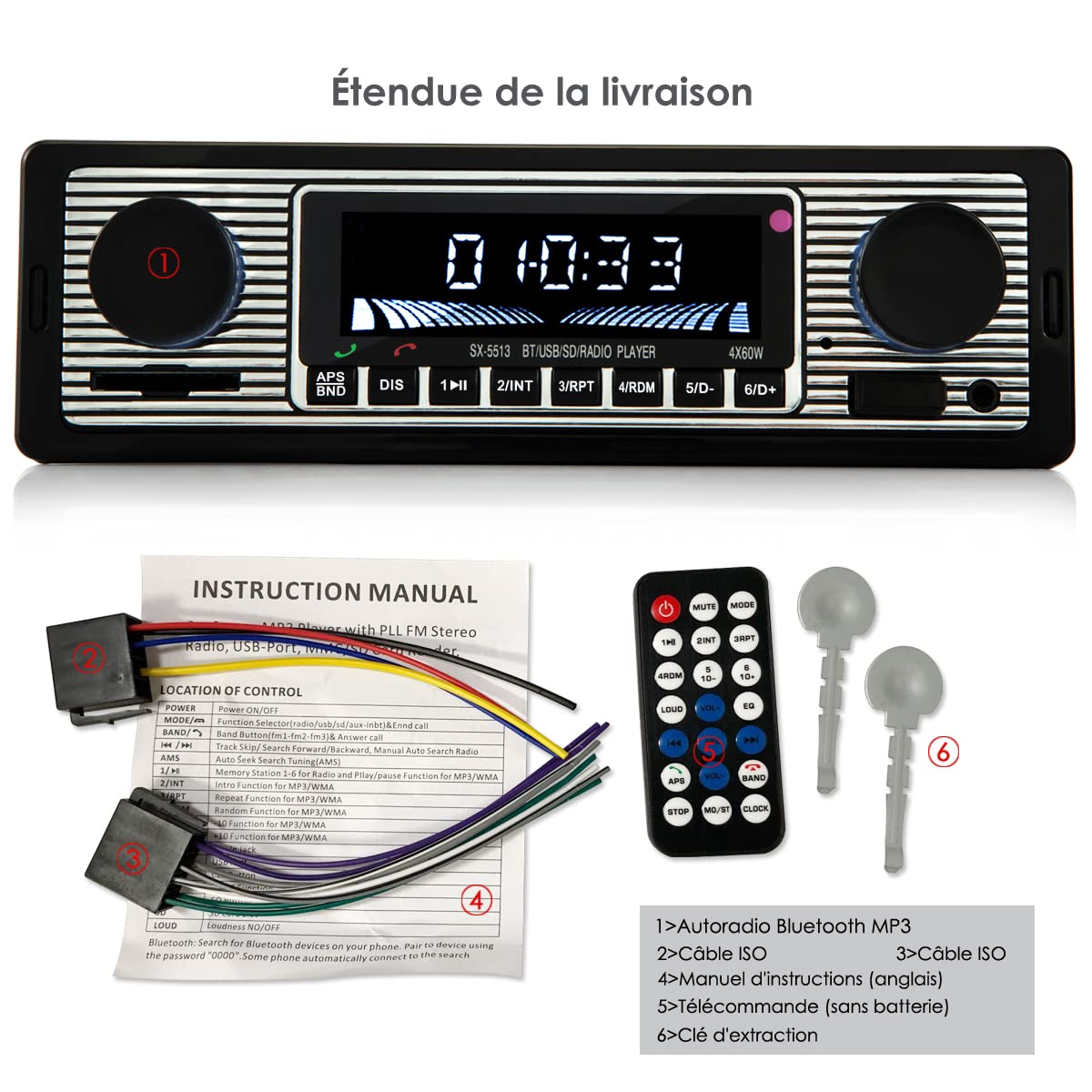 iFreGo 1 DIN Bluetooth 5.0 Car Stereo with Hands-Free Calling - FM Radio, USB/AUX/SD/TF/MP3 Support for iOS/Android - Compatible with 9-12V Vehicles | Perfect for Commuting, Road Trips & Music Lovers