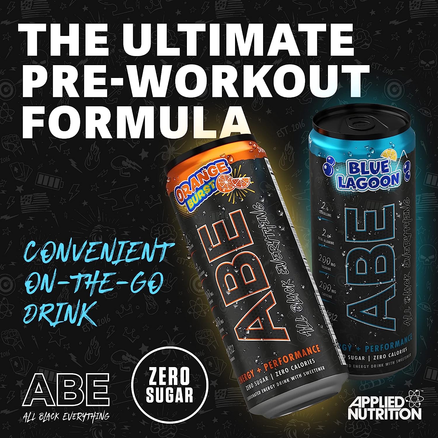 Applied Nutrition ABE Pre Workout Energy Drink - 12 Pack (330ml Cans) | Boost Performance for Gym, Running & Fitness Training