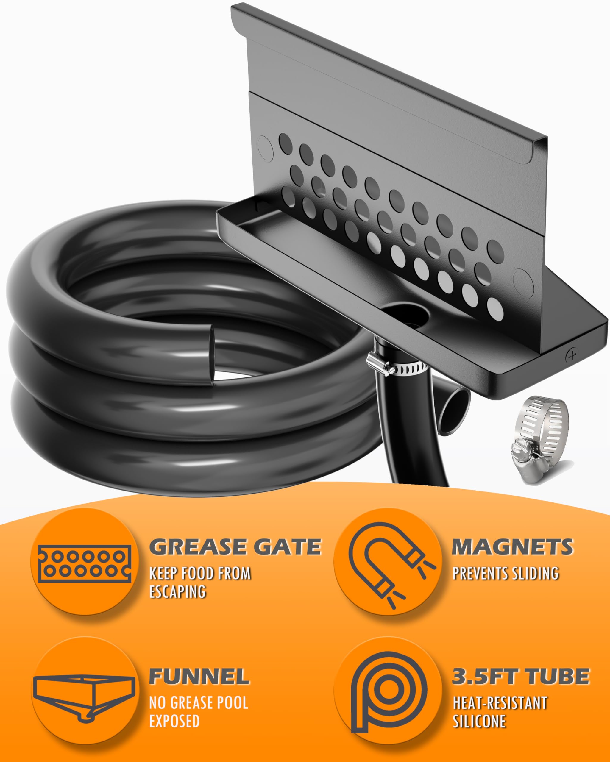 Upgraded Grease Catcher & Grease Gate for Blackstone Griddle - Rear Grease Drainage Funnel with Custom Capacity | No-Liner Design | Perfect for Outdoor Cooking, Camping & Backyard BBQs