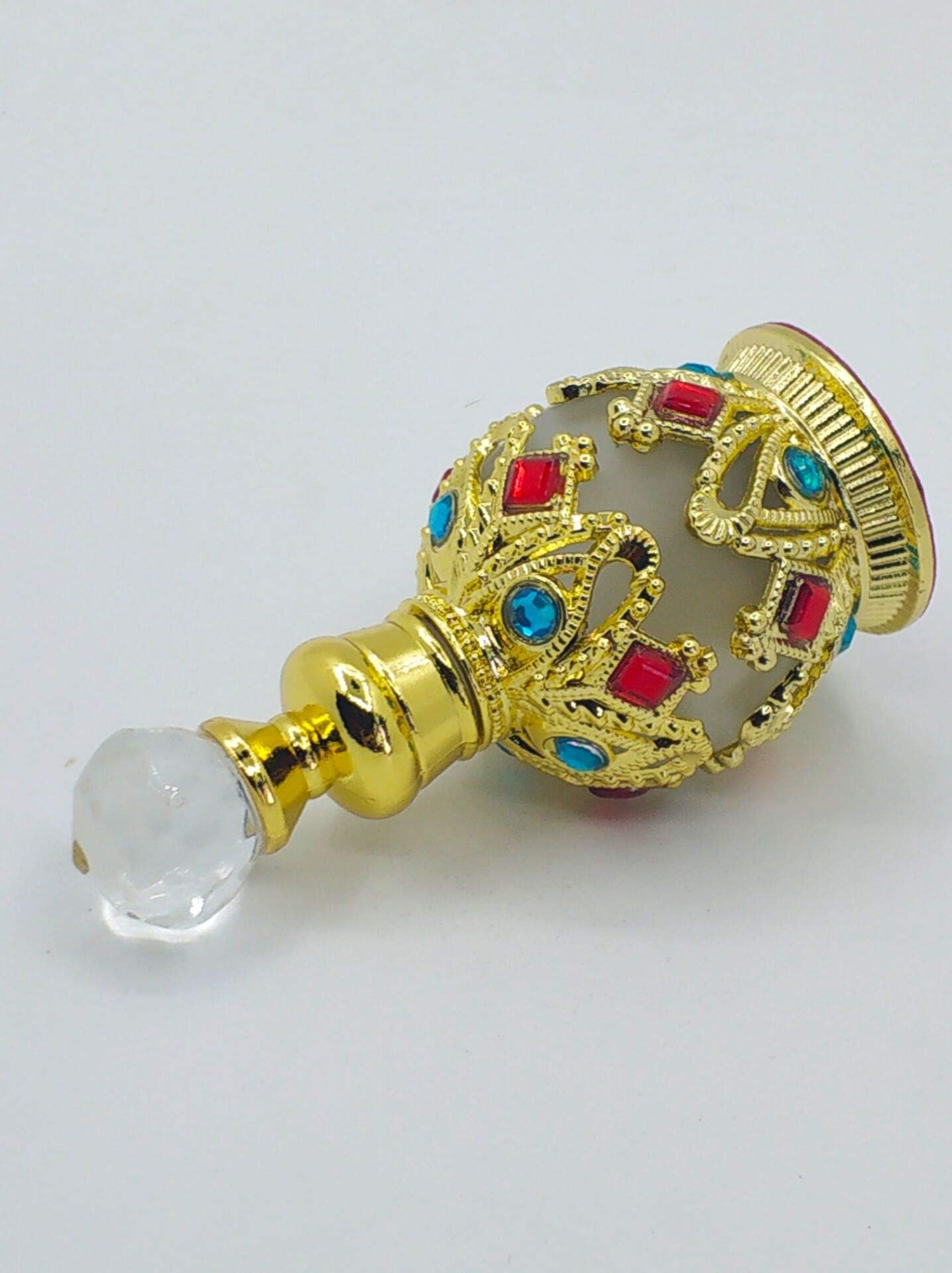 Shenzhao 15ml Refillable Empty Perfume Bottle - Round Diamond Design for Perfume & Essential Oils (Gold) | Travel, Gift & Home Fragrance Accessory