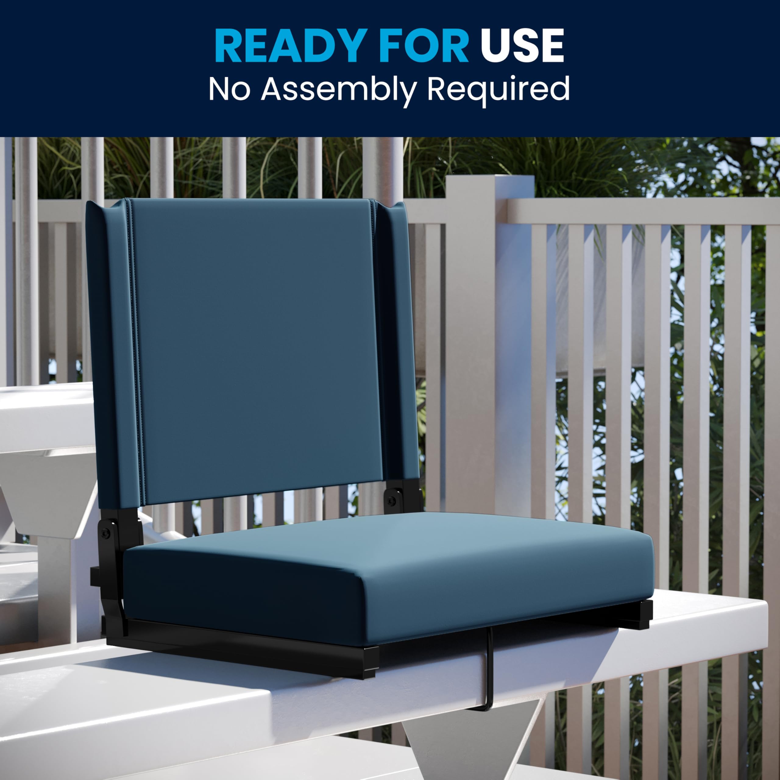 Flash Furniture Grandstand Portable Stadium Seat - Foldable Padded Bleacher Chair with Carry Handle, 500 lb Capacity (Teal) - Perfect for Sports Games, Concerts & Outdoor Events