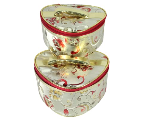 Heart-Shaped Vanity Storage Box Set of 2 - Cosmetic Organizer & Makeup Case for Jewelry & Beauty Essentials | Perfect for Bedroom Dresser, Bathroom Counter & Travel