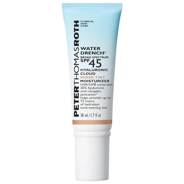 Peter Thomas Roth Water Drench Hyaluronic Cloud Sheer Tinted Sunscreen SPF 45 - Hydrating Color-Infused Face Sunscreen with Hyaluronic Acid | Perfect for Daily Wear, Beach Days & Outdoor Activities