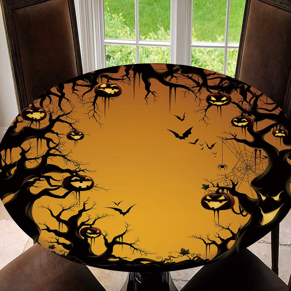 Waterproof Halloween Elastic Edged Table Cover for Round Tables 35