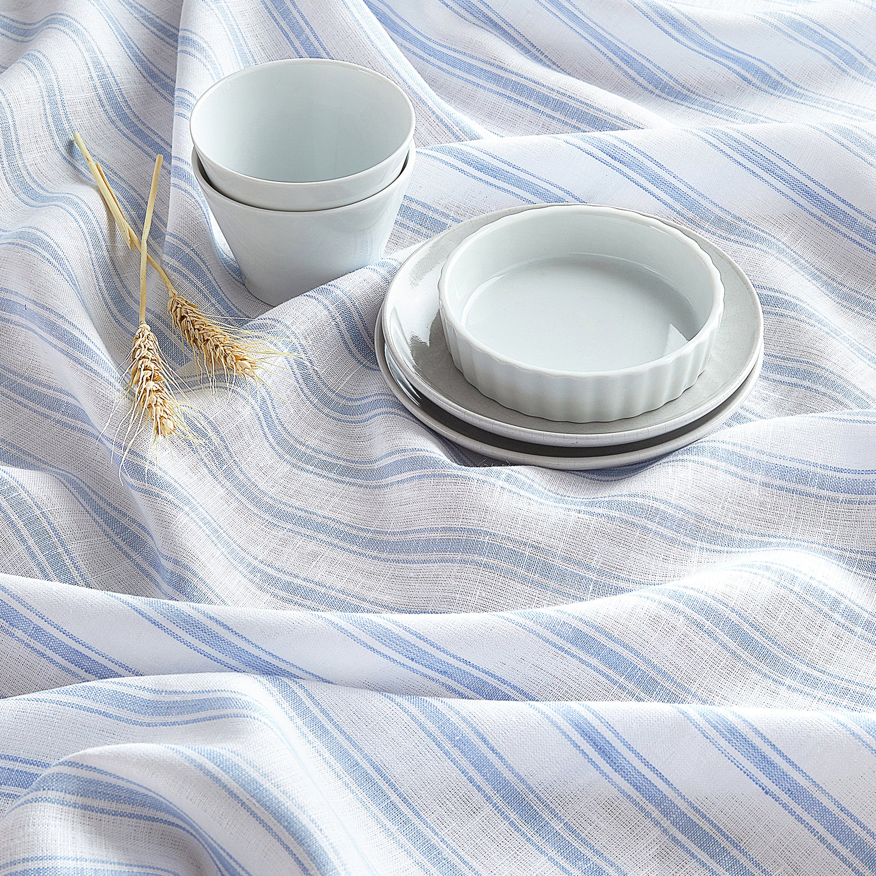 Stylish Capri Ticking Stripe Table Throw - Cotton Blend Tablecloth for Dining Room, Kitchen, and Outdoor Picnics