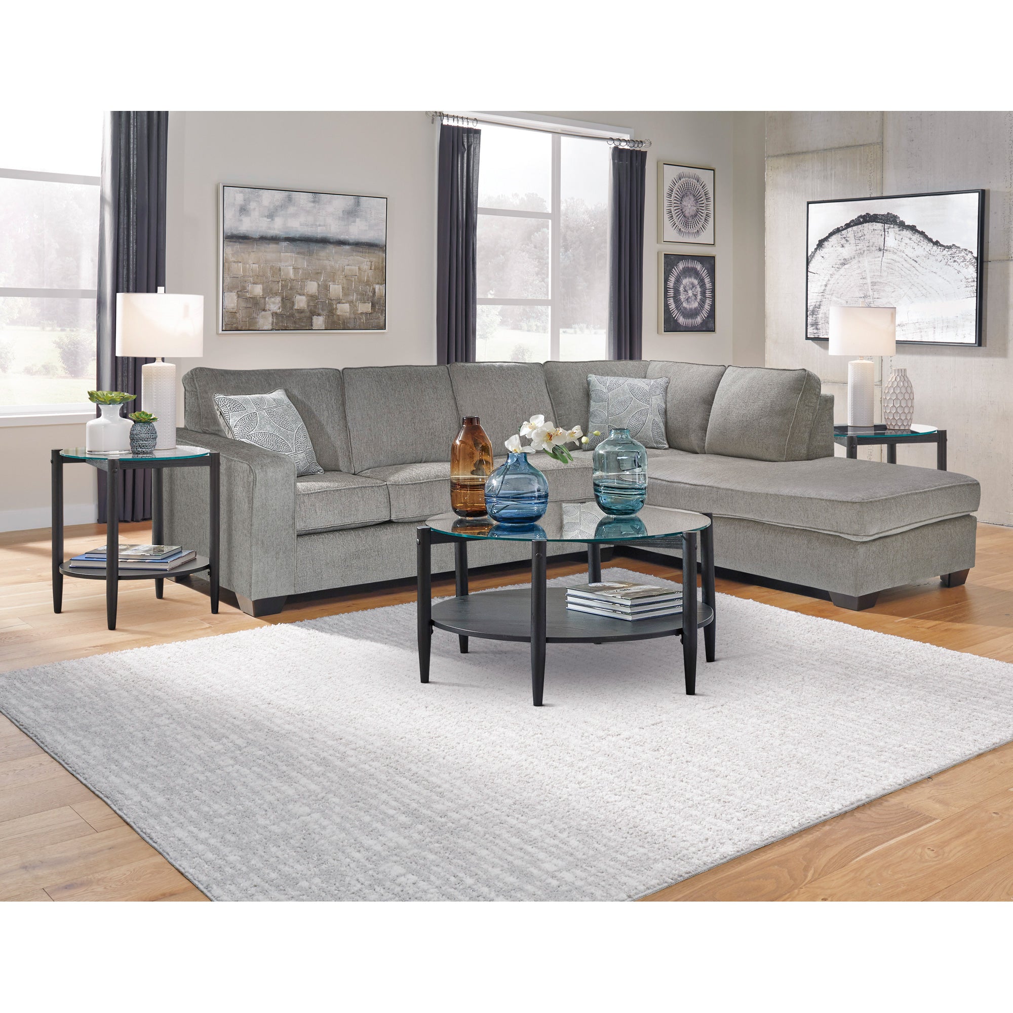 Riles Right Chaise Sectional Sofa - Modern L-Shaped Couch for Living Room, Lounge & Home Theater | Comfortable Fabric Upholstery with Reversible Chaise