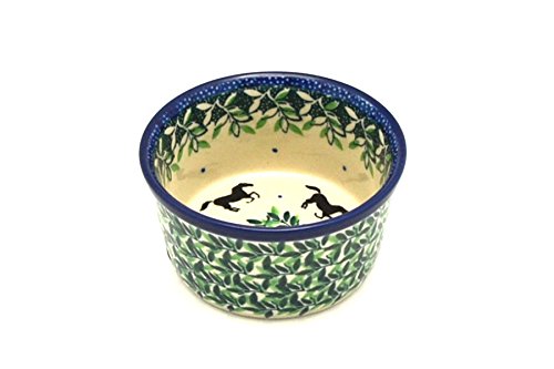 Handmade Polish Pottery Ramekin - Dark Horse Design Ceramic Baking Dish for Soufflés, Crème Brûlée & Desserts - Perfect for Dinner Parties & Holiday Gifting