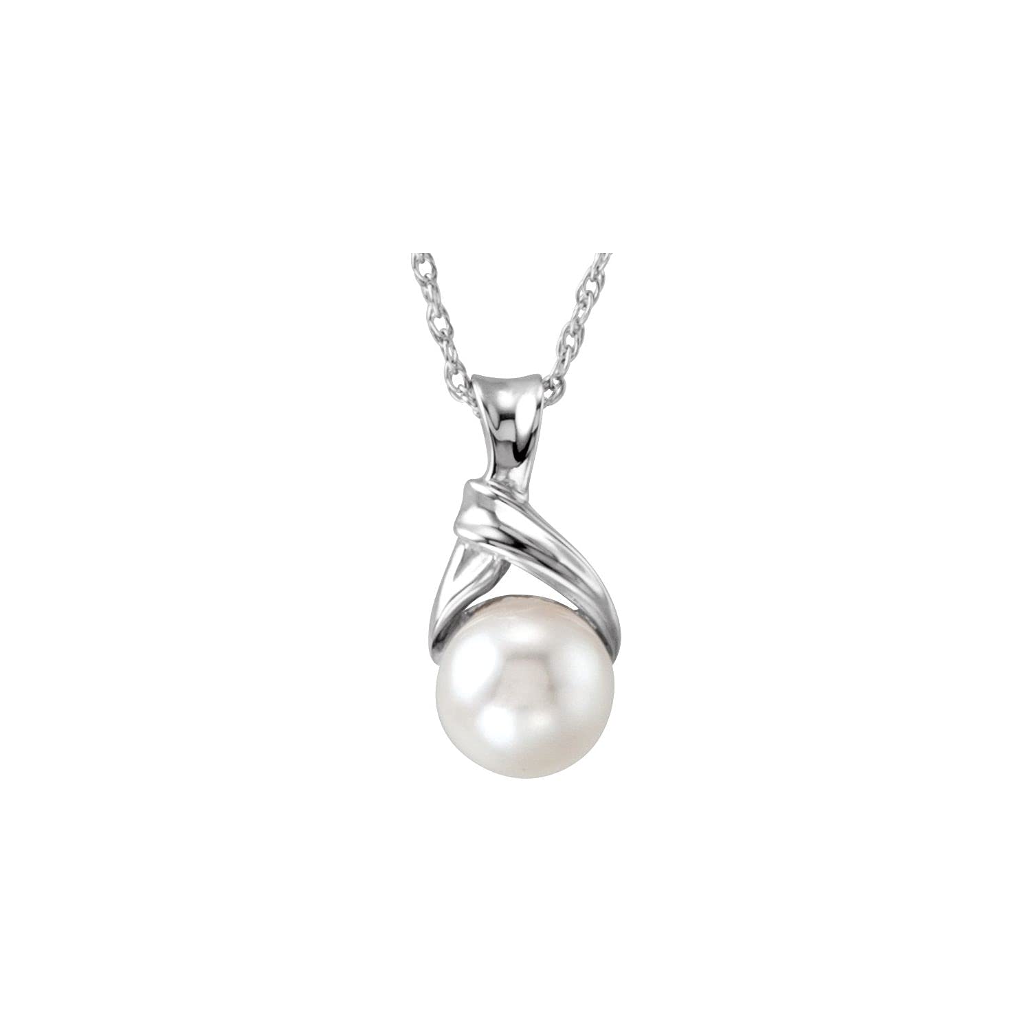 14K Gold Akoya Cultured Pearl Pendant Necklace - 18