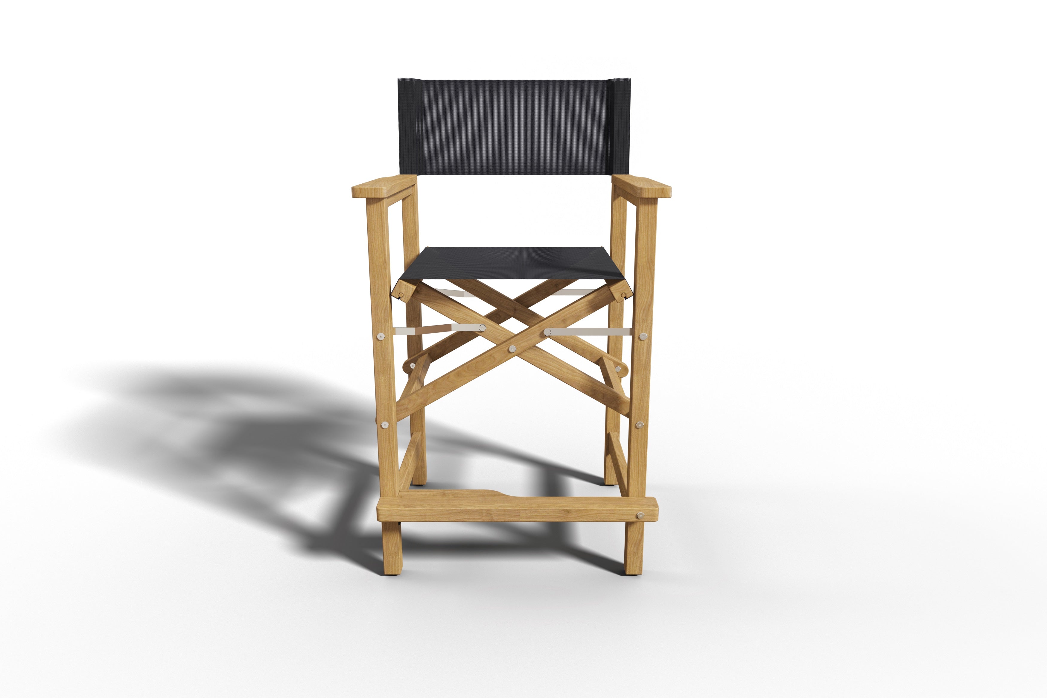 Premium Black Teak Outdoor Bar Height Dining Armchair - Weather-Resistant Patio Bar Stool for Backyard, Deck, Poolside & Restaurant Use