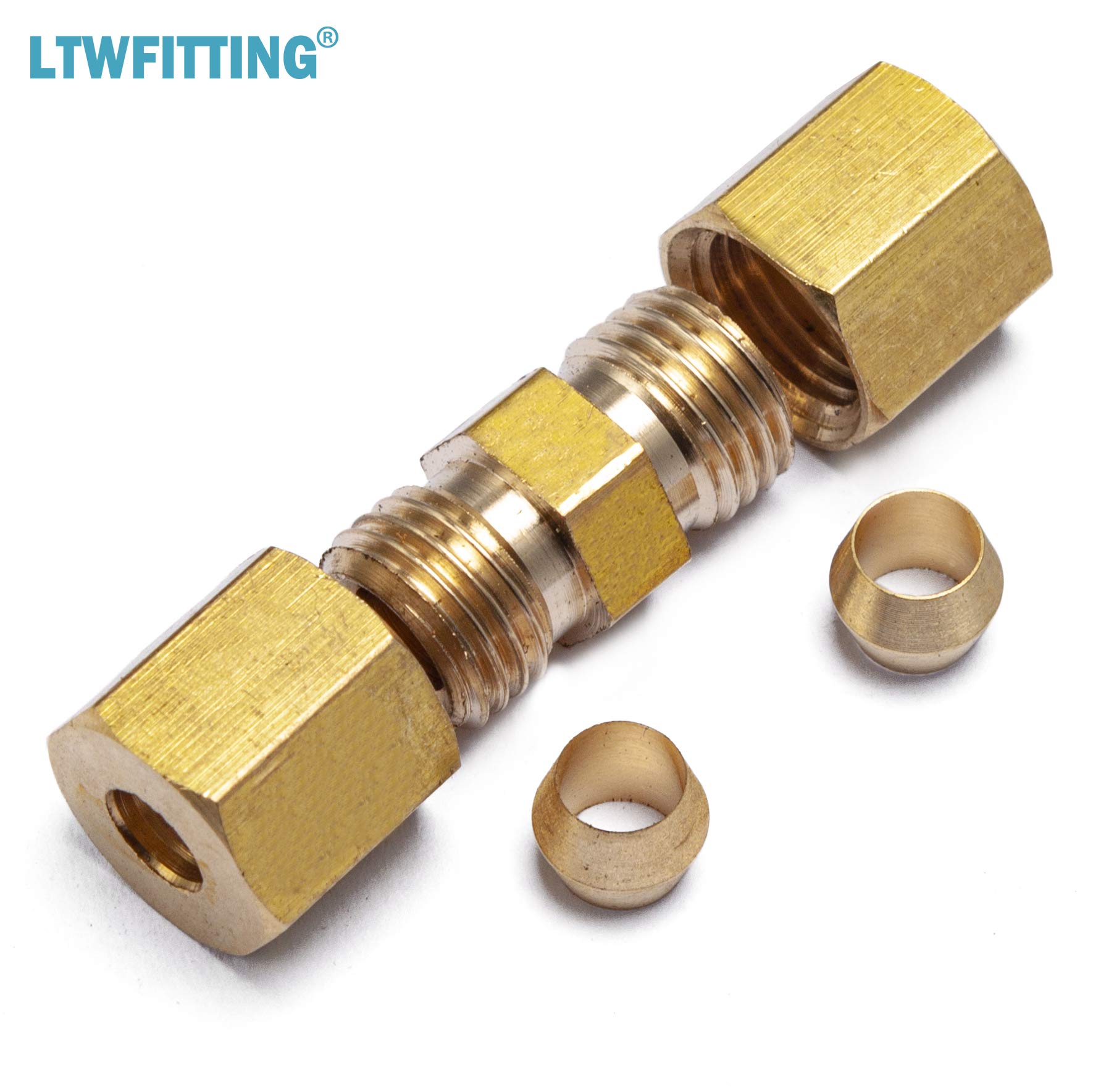 LTWFITTING 3/16-Inch OD Brass Compression Union Fitting (Pack of 400) - Perfect for Plumbing, HVAC, and Industrial Pipe Connections