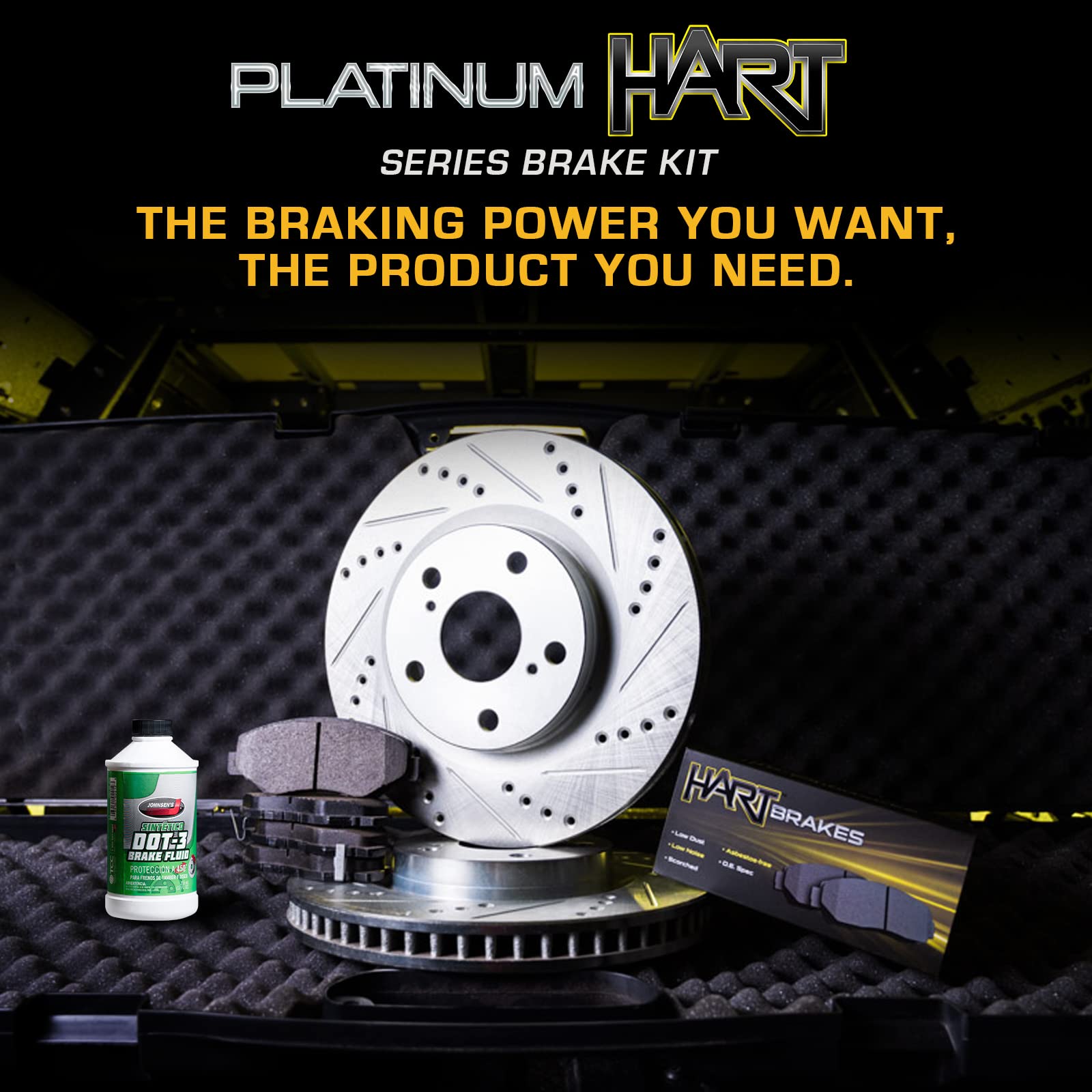 High-Performance Hart Front & Rear Brake Pads and Rotors Kit - Semi-Metallic Brake System Replacement for Smooth Stopping | Perfect for Daily Commuting, Highway Driving & Heavy-Duty Vehicles