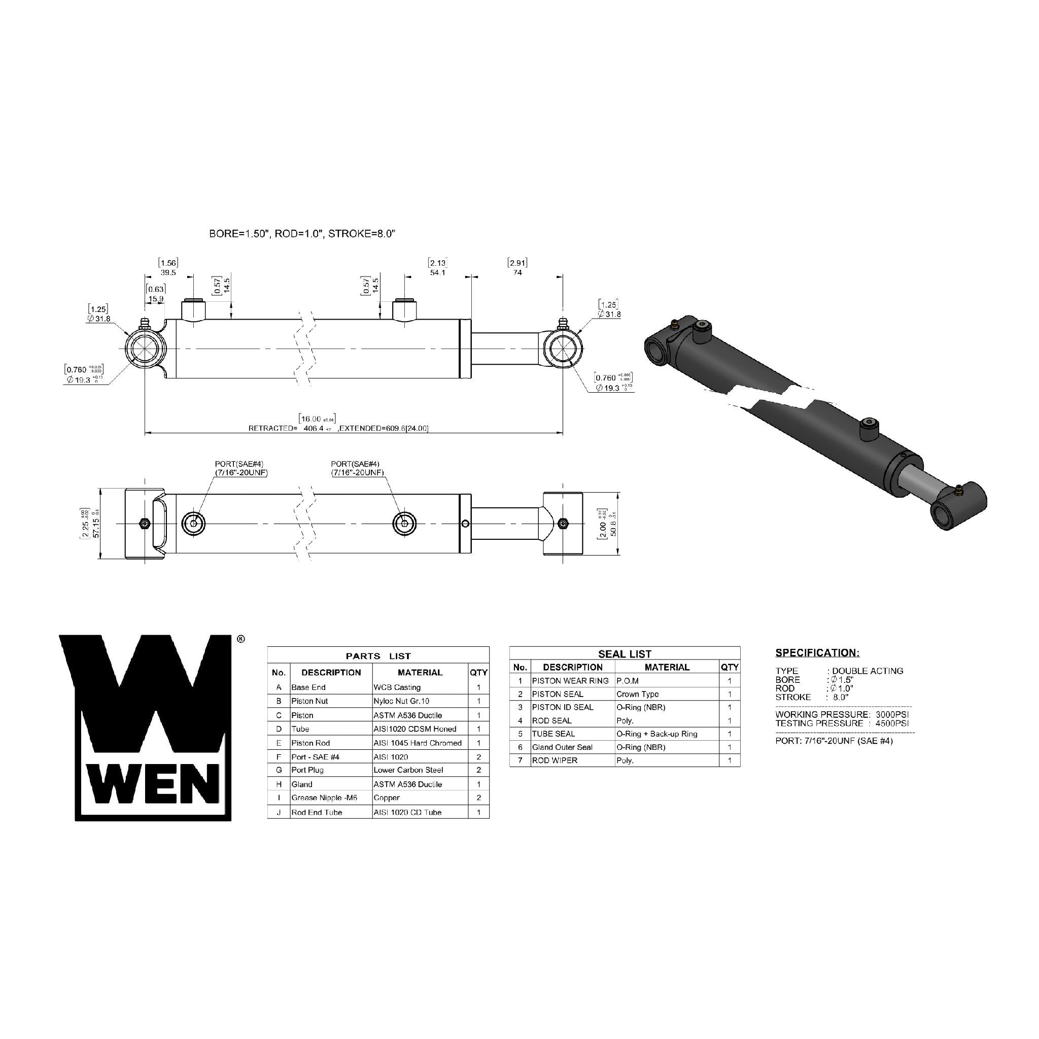 WEN WT1508 Hydraulic Cylinder - 1.5