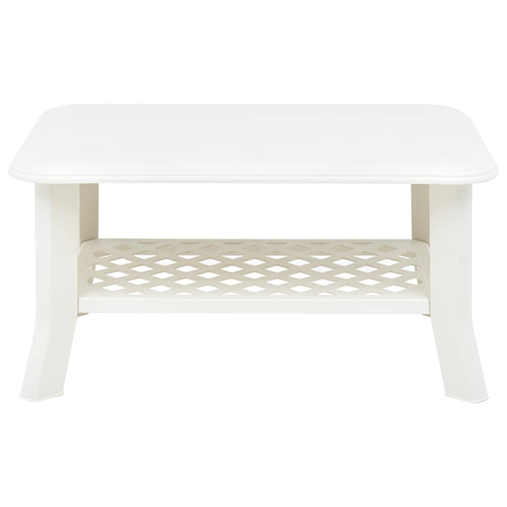Modern White Plastic Coffee Table with Storage Shelf - 35.4