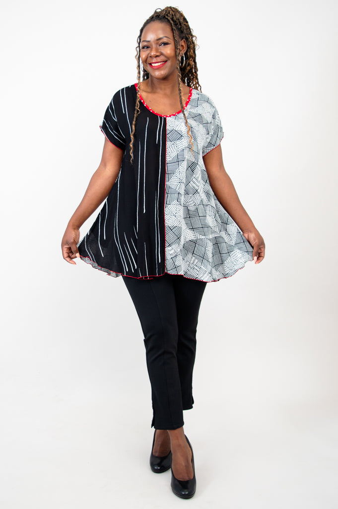 Gayle Top - Textured Abstract Print Women's Blouse | Stylish Casual & Office Wear for Everyday Outfits