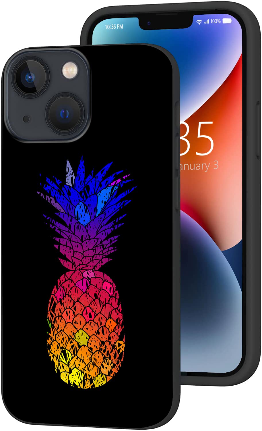 Colorful Pineapple iPhone 14 Case - Shockproof Soft TPU Protective Cover for iPhone 14 (6.1 inch) | Trendy Bright Design for Women & Men | Perfect for Summer, Beach & Tropical Vacations