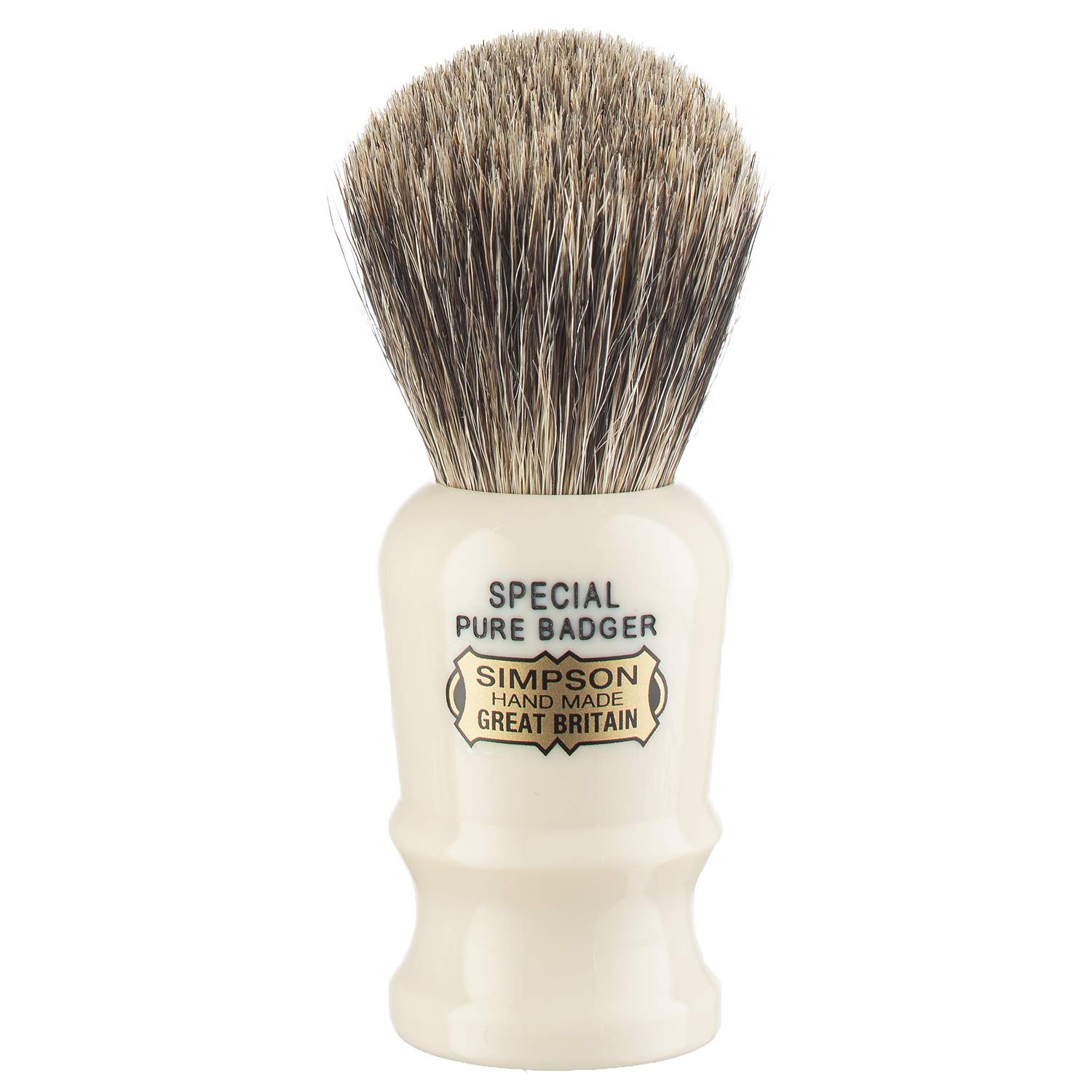Premium Simpsons Pure Badger Hair Shaving Brush with Imitation Ivory Handle - Luxury Wet Shaving Essential for Men's Grooming Routine
