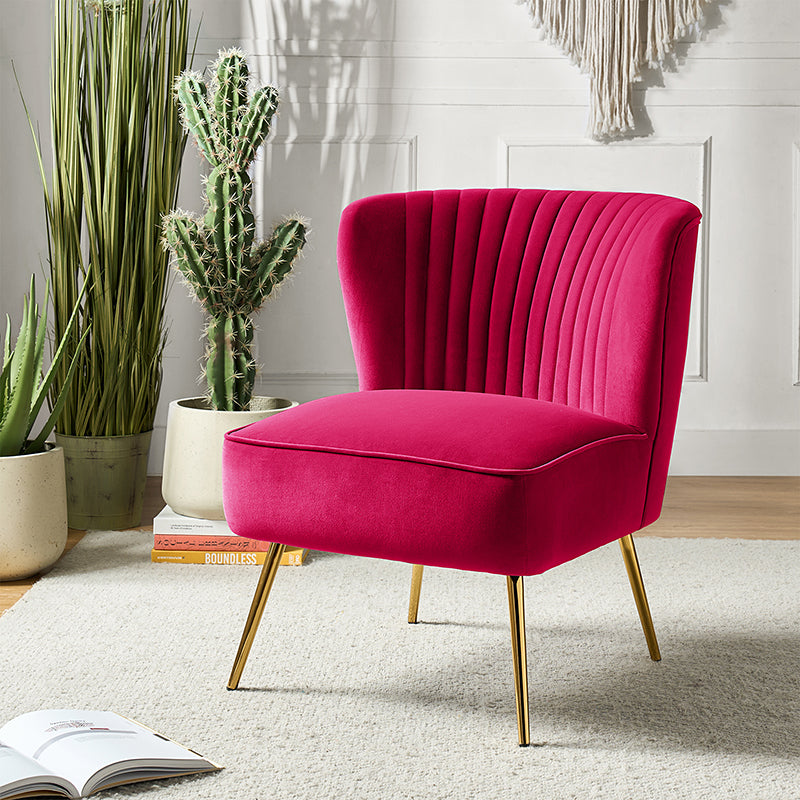 Lola Velvet Side Chair - Modern Upholstered Accent Chair for Living Room, Bedroom & Office - Soft Velvet Fabric with Sturdy Wooden Legs - Perfect for Dining, Lounge & Home Decor