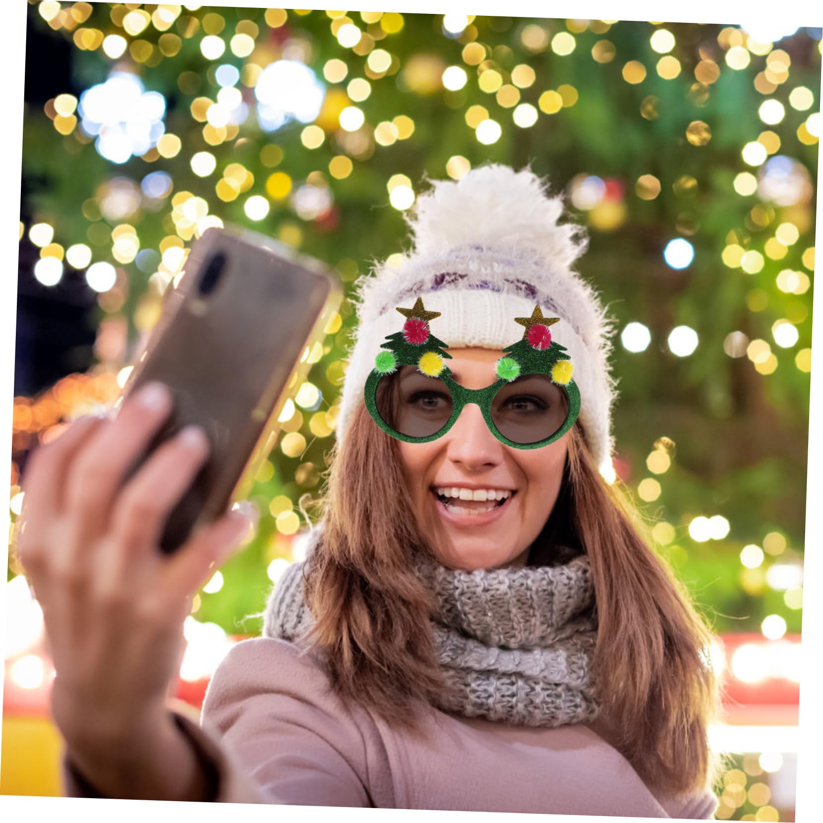 Amosfun Christmas Glasses - Novelty Holiday Eyewear for Parties, Festive Accessories & Tree Decorations | Comfortable & Decorative Fancy Glasses for Christmas Celebrations, Office Parties & Family Gatherings