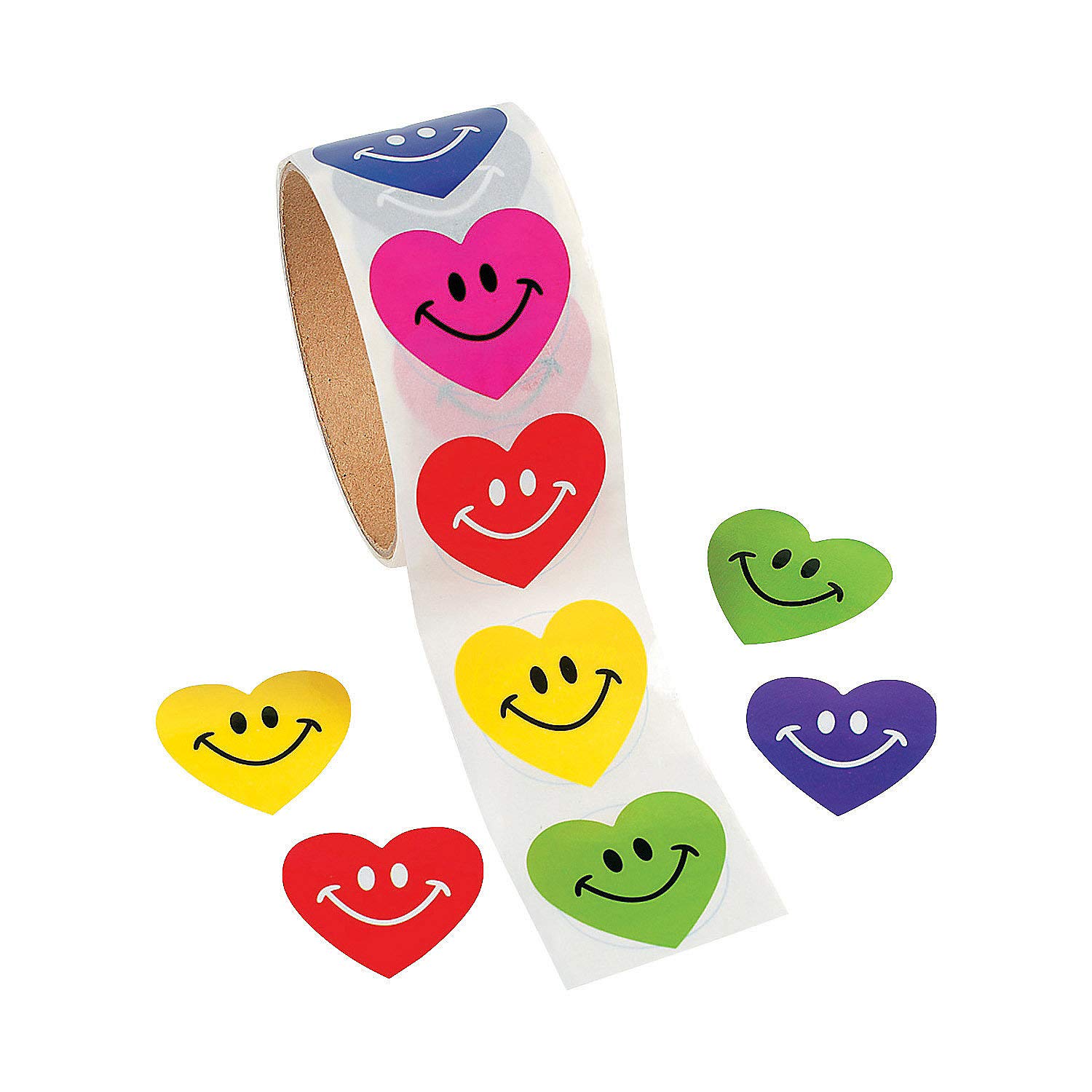 100pc Heart Smile Face Stickers Roll - Cute Valentine's Day Stationery for Scrapbooking, DIY Cards, Gift Wrapping & Planner Decoration