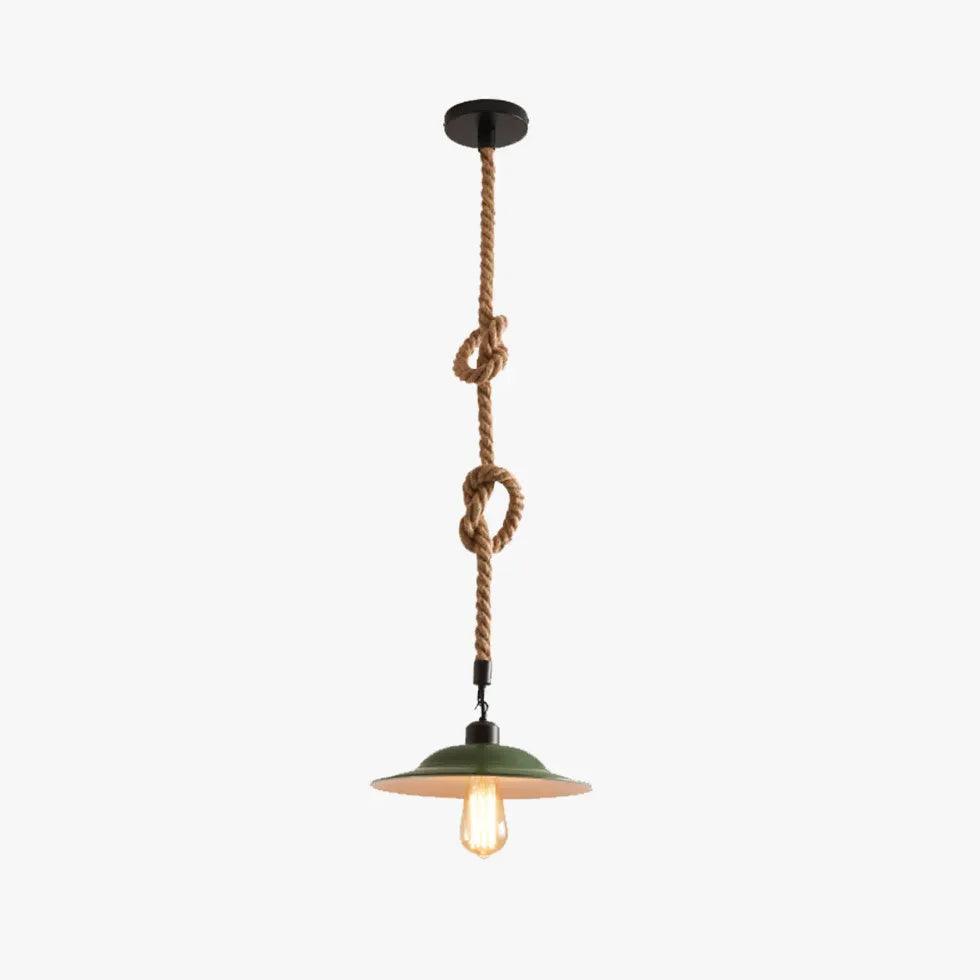 Industrial Pendant Light with Rope Suspension - Single Head Vintage Style for Kitchen, Dining Room, or Workshop - Durable Metal & Glass Fixture for Modern & Farmhouse Decor