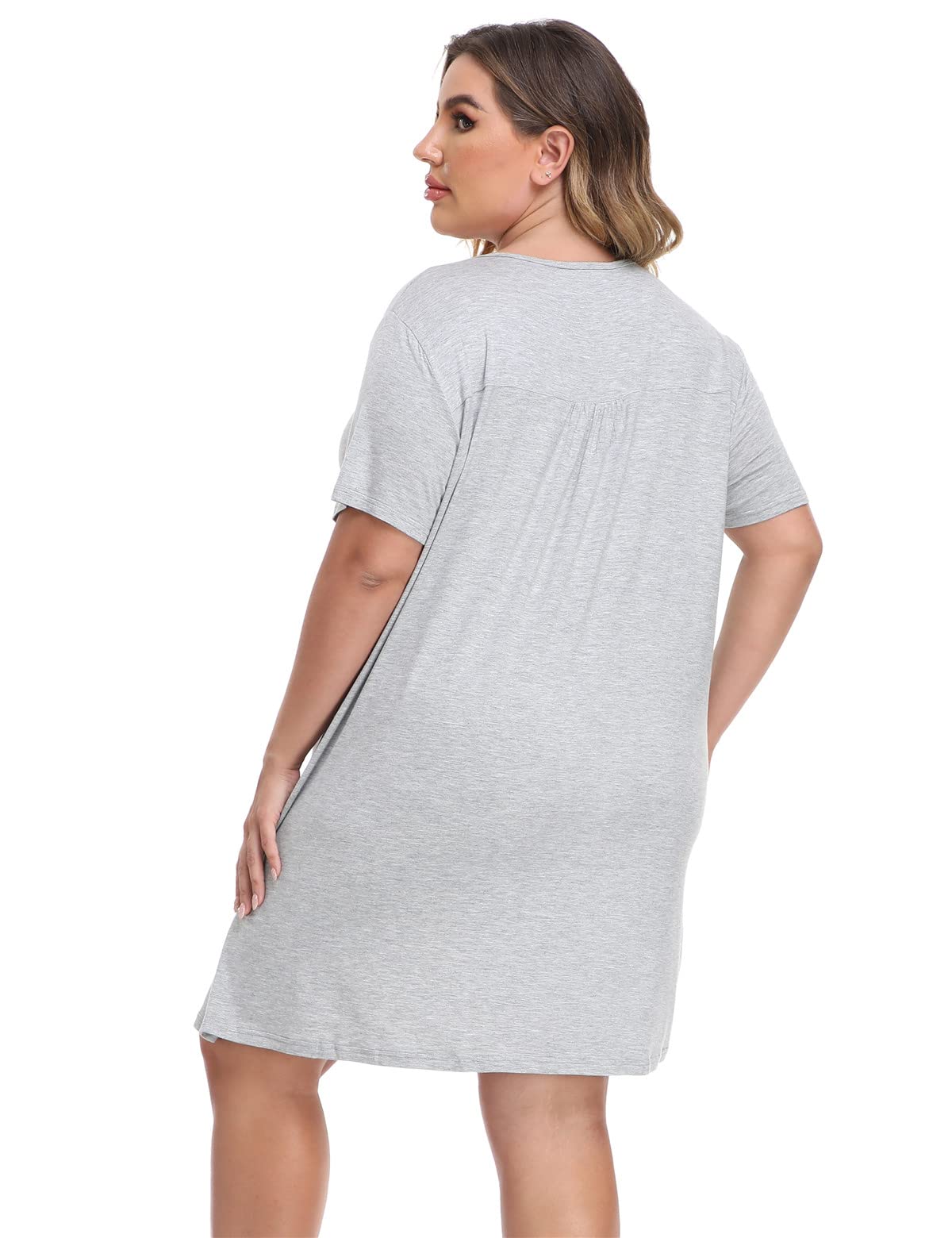 MissNina Women's Plus Size Nightgowns - Soft Modal Sleepwear V-Neck Nightshirt & Sleep Dress for Lounge & Bedtime Comfort
