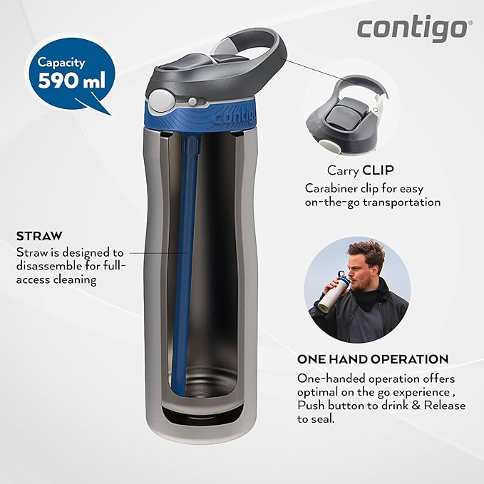 Ashland Chill AUTOSPOUT Vacuum Insulated Stainless Steel Water Bottle - 20oz (590ml) - Leakproof & Sweatproof - Perfect for Gym, Hiking, Travel & Outdoor Activities