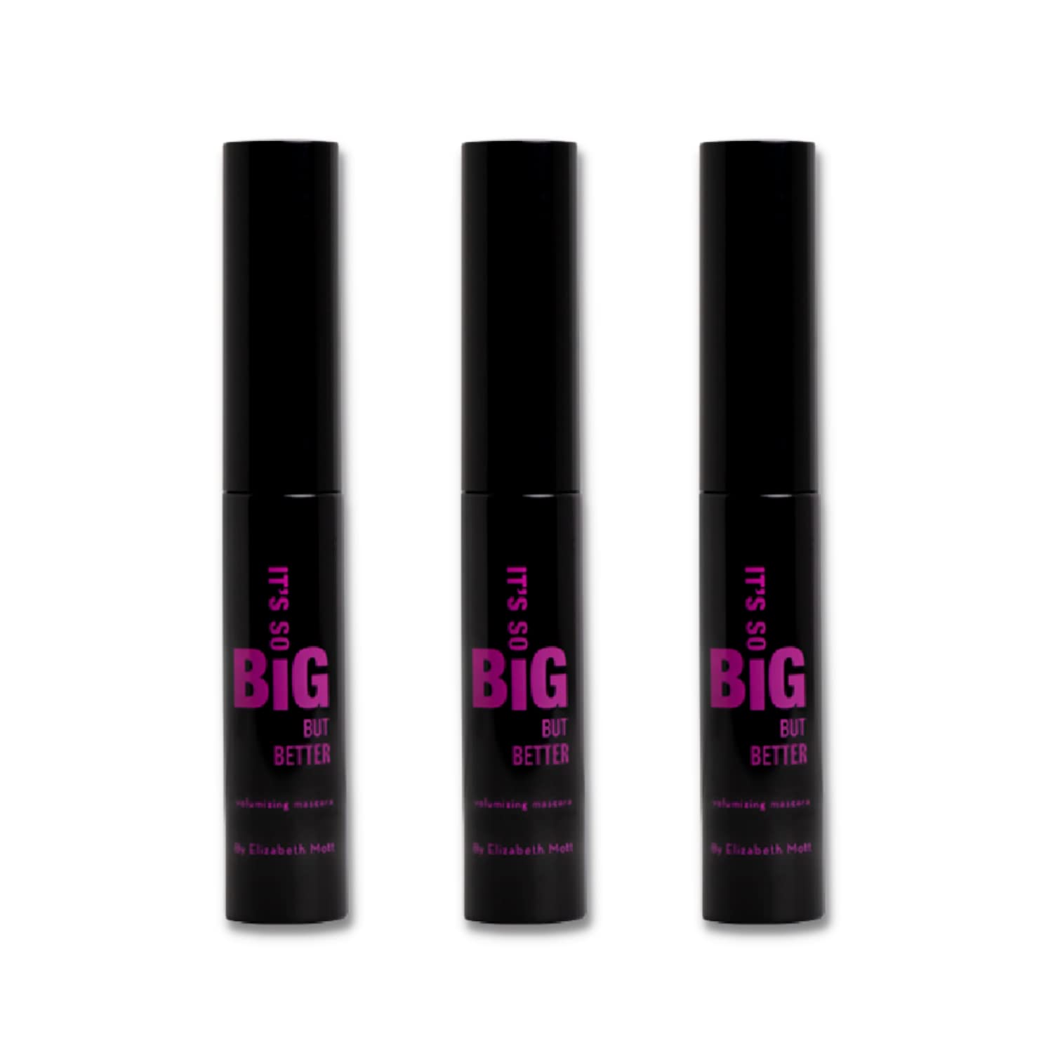 Elizabeth Mott Black Volumizing Mascara Set – Smudge-Proof, Water-Resistant, Lengthening Fiber Mascara with Hourglass Wand – Cruelty-Free & Safe for Lash Extensions – Travel-Size Mini Trio (4ml Each) – Perfect for Everyday Wear, Date Nights & Travel Makeup