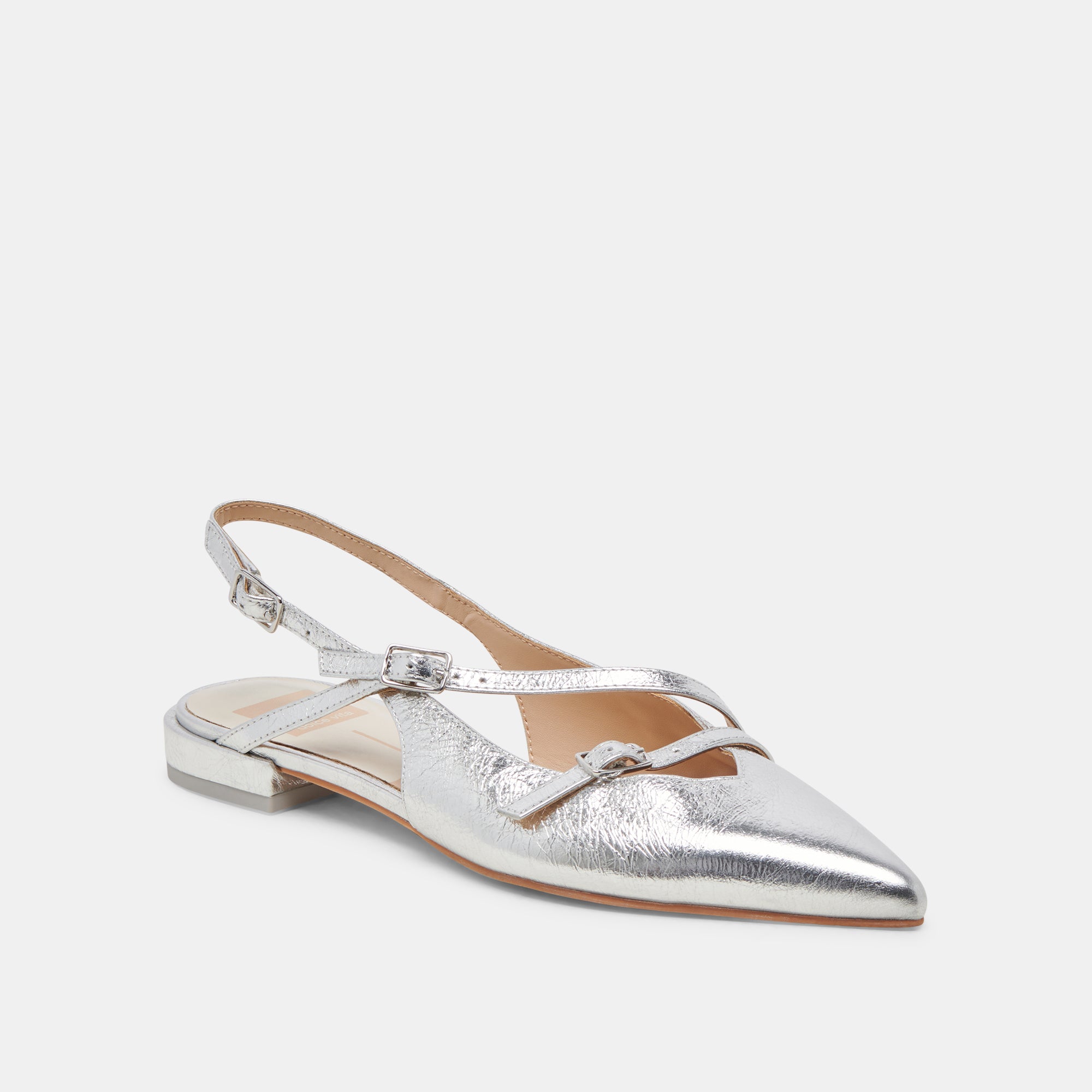 PAMLA FLATS Women's Silver Crinkle Patent Leather Ballet Flats - Comfortable & Stylish Shoes for Work, Office, and Casual Wear