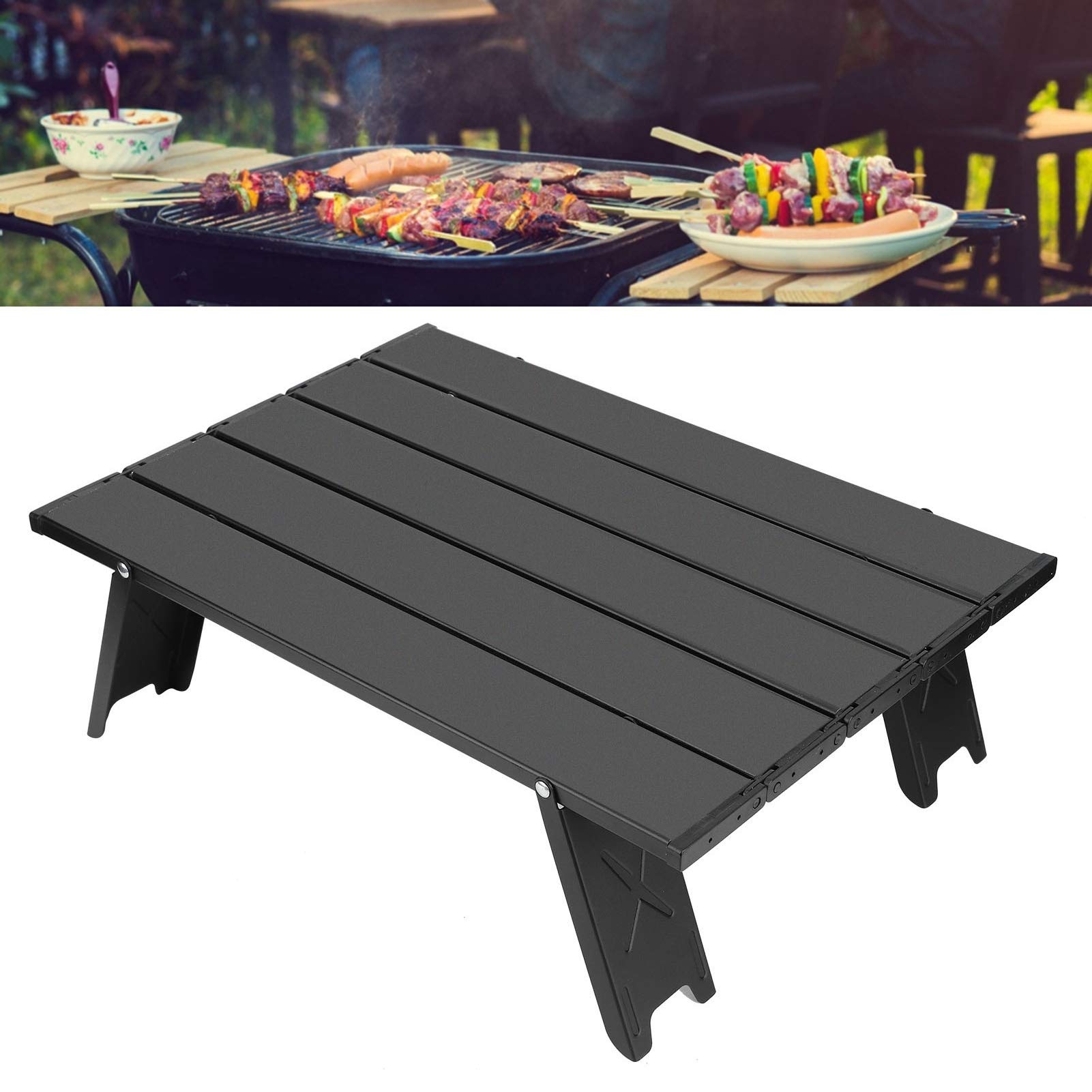 Portable Folding Aluminum Alloy Picnic Table - Compact Lightweight Camping Table with Carry Bag for Outdoor BBQ, Beach, Tailgating & Backyard Parties