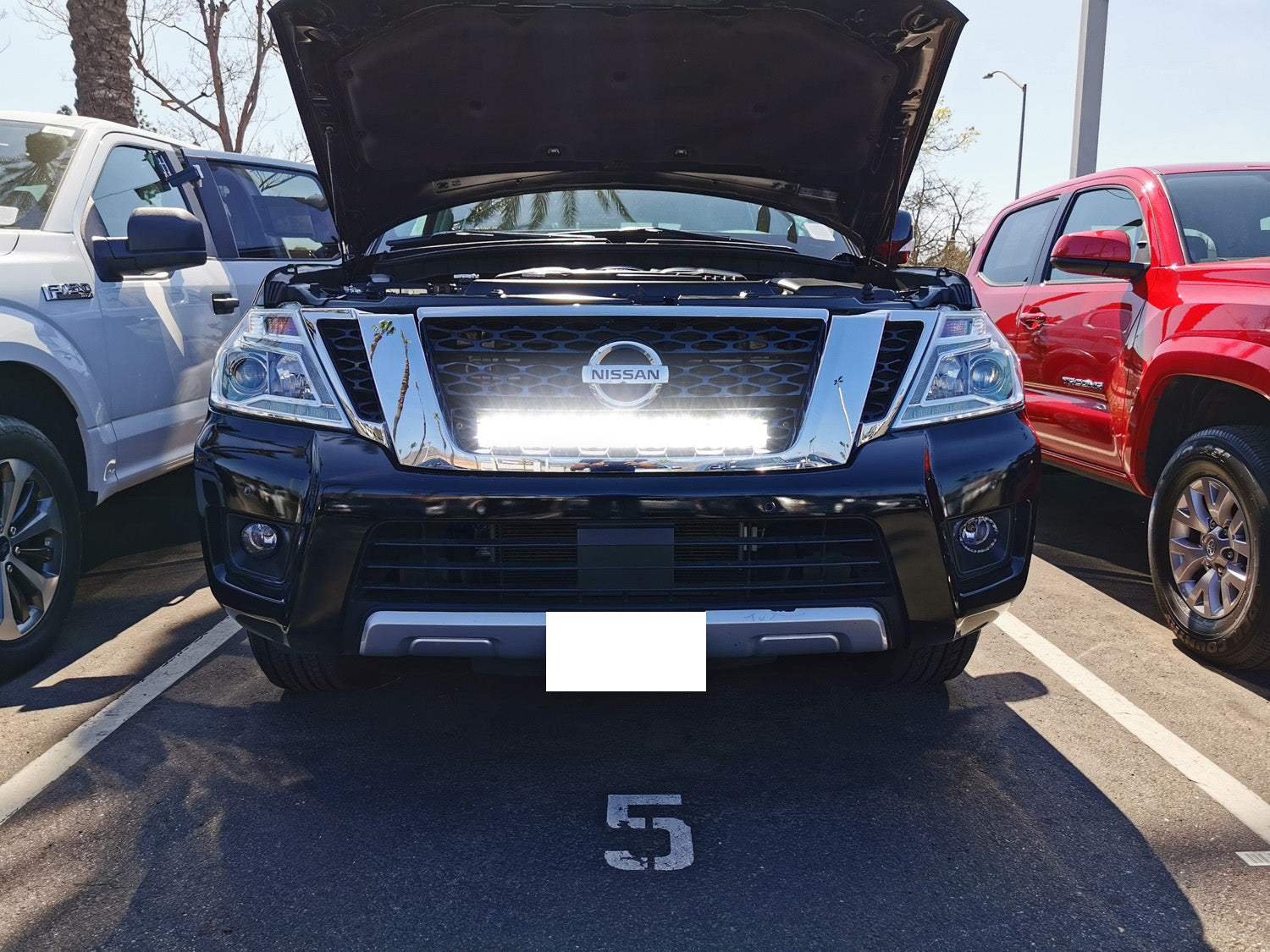 120W LED Light Bar with Grill Mounting Bracket & Wiring Harness - Compatible with 2016-2020 Nissan Armada - Off-Road, Truck, SUV Lighting for Night Driving & Adventure