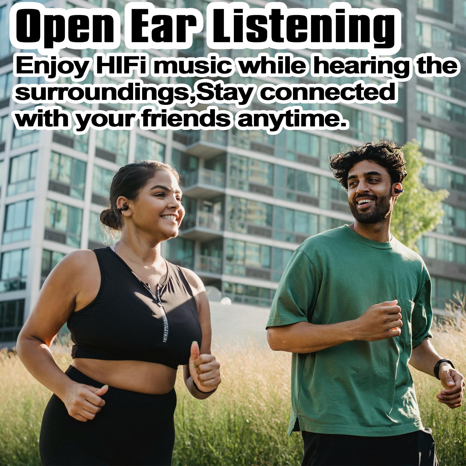 Open Ear Bluetooth 5.3 Wireless Earbuds - Clip-On Sports Headphones with 40H Playtime, Touch Control & IPX5 Waterproof - Air Conduction Earphones for Running, Workouts, Cycling & Outdoor Activities