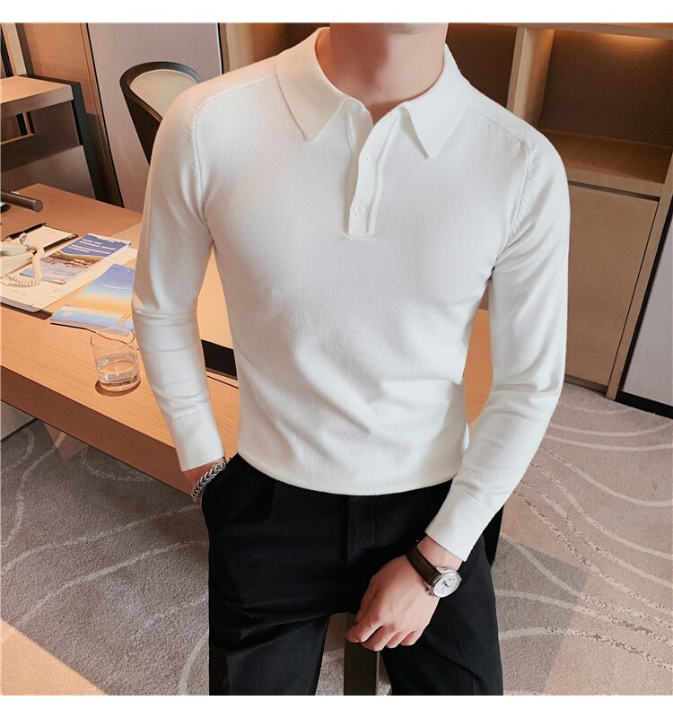 Antonio's Men's Slim Fit Long Sleeve Polo Shirt - Comfortable Casual Wear for Office, Golf & Everyday Outfits