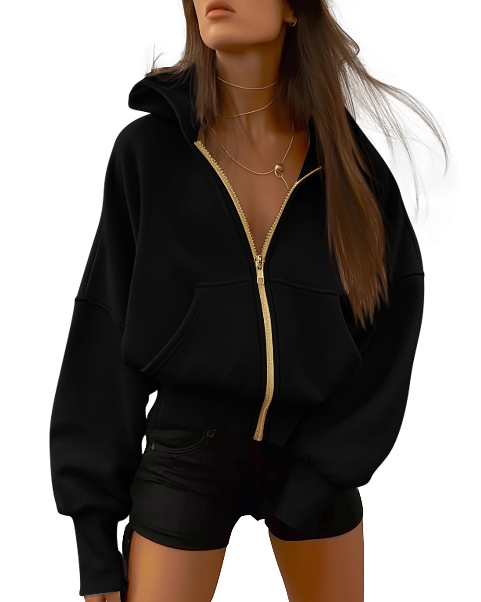 BTFBM Women's Zip Up Hoodies - Long Sleeve Fleece Sweatshirt | Y2K Hooded Jacket for Fall Winter 2025 | Trendy Streetwear for Casual Outfits, Gym & Travel