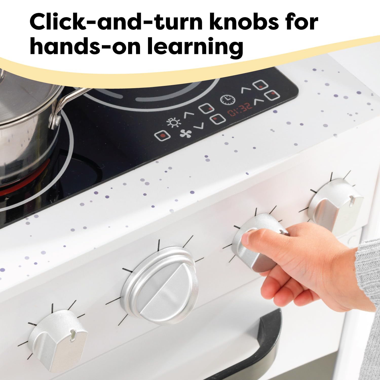 KidKraft Large Wooden Play Kitchen Set with Lights & Sounds - White Pretend Cooking Toy with Icemaker & Play Phone - Educational Gift for Toddlers Ages 3+ - Perfect for Imaginative Play & Preschool Learning
