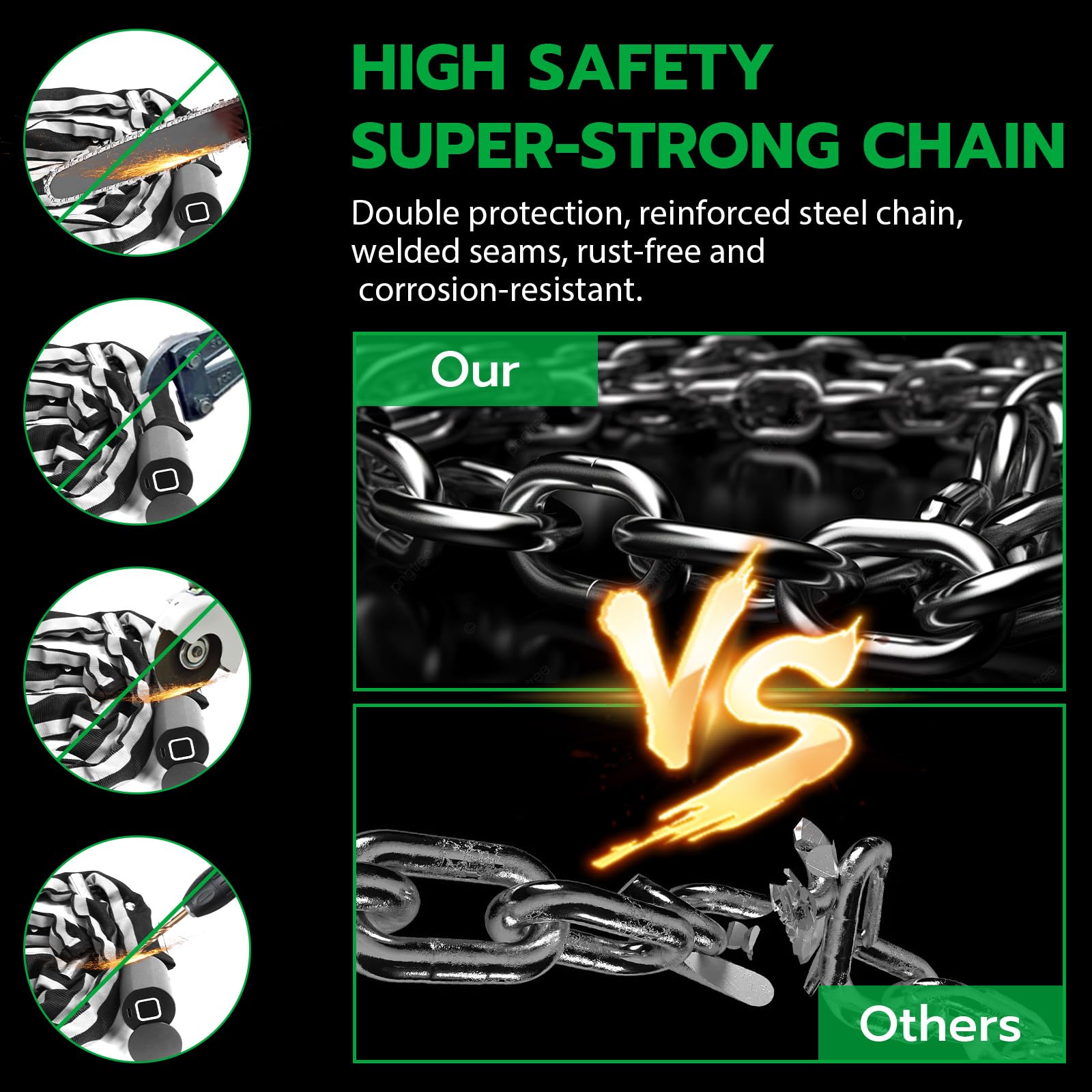 Smart Electric Scooter Lock - Heavy Duty Anti-Theft Bike Chain Lock with Fingerprint & App Unlock | Waterproof Bag Included | Secure Your E-Scooter, Bicycle, Motorcycle & Gates | Perfect for Urban Commuting & Outdoor Adventures