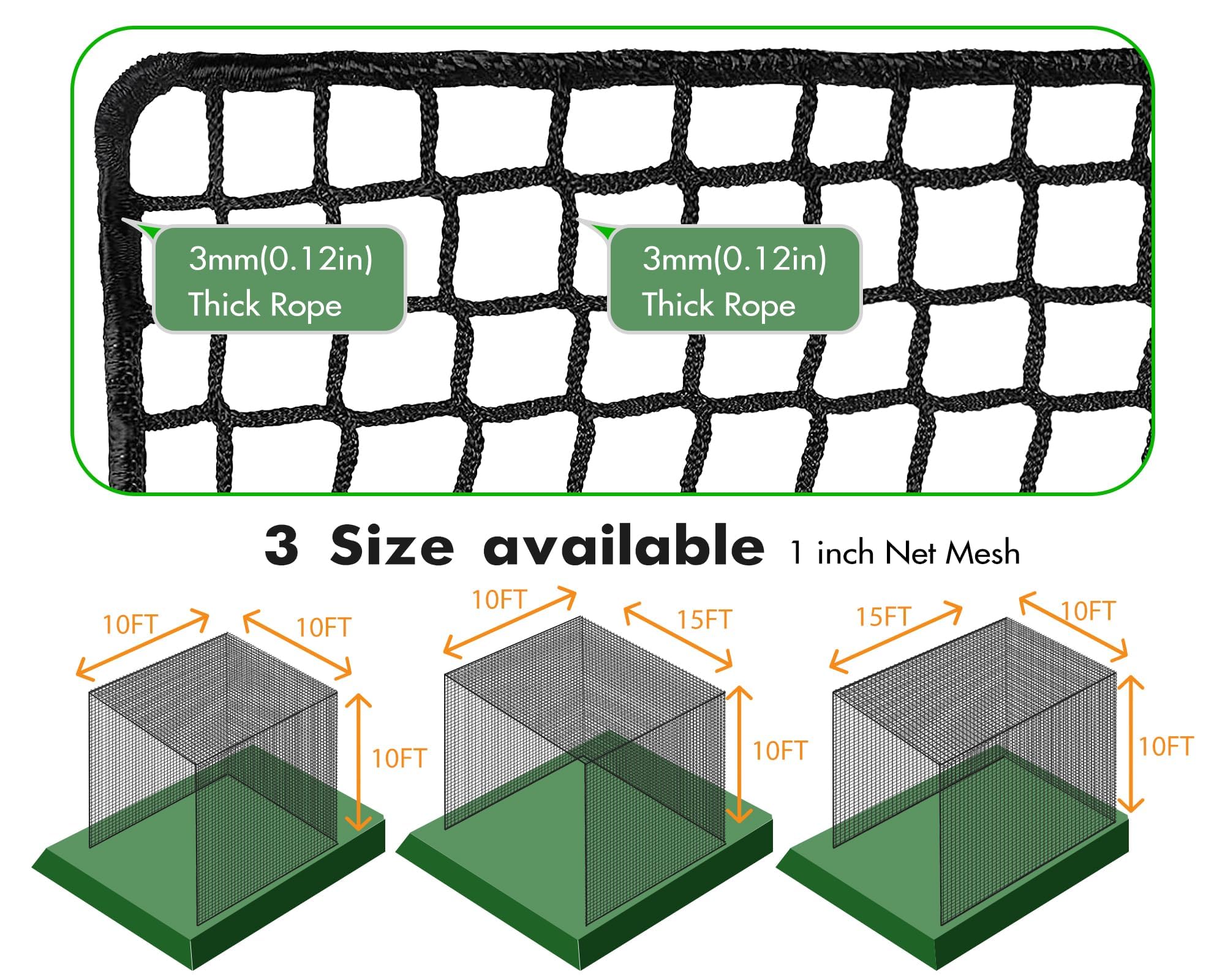 **Premium Golf Batting Cage Net for Indoor & Outdoor Practice - Heavy Duty Baseball Hitting Net for Backyard, Driving Range & Training - Perfect for Golfers, Baseball Players & Sports Enthusiasts**