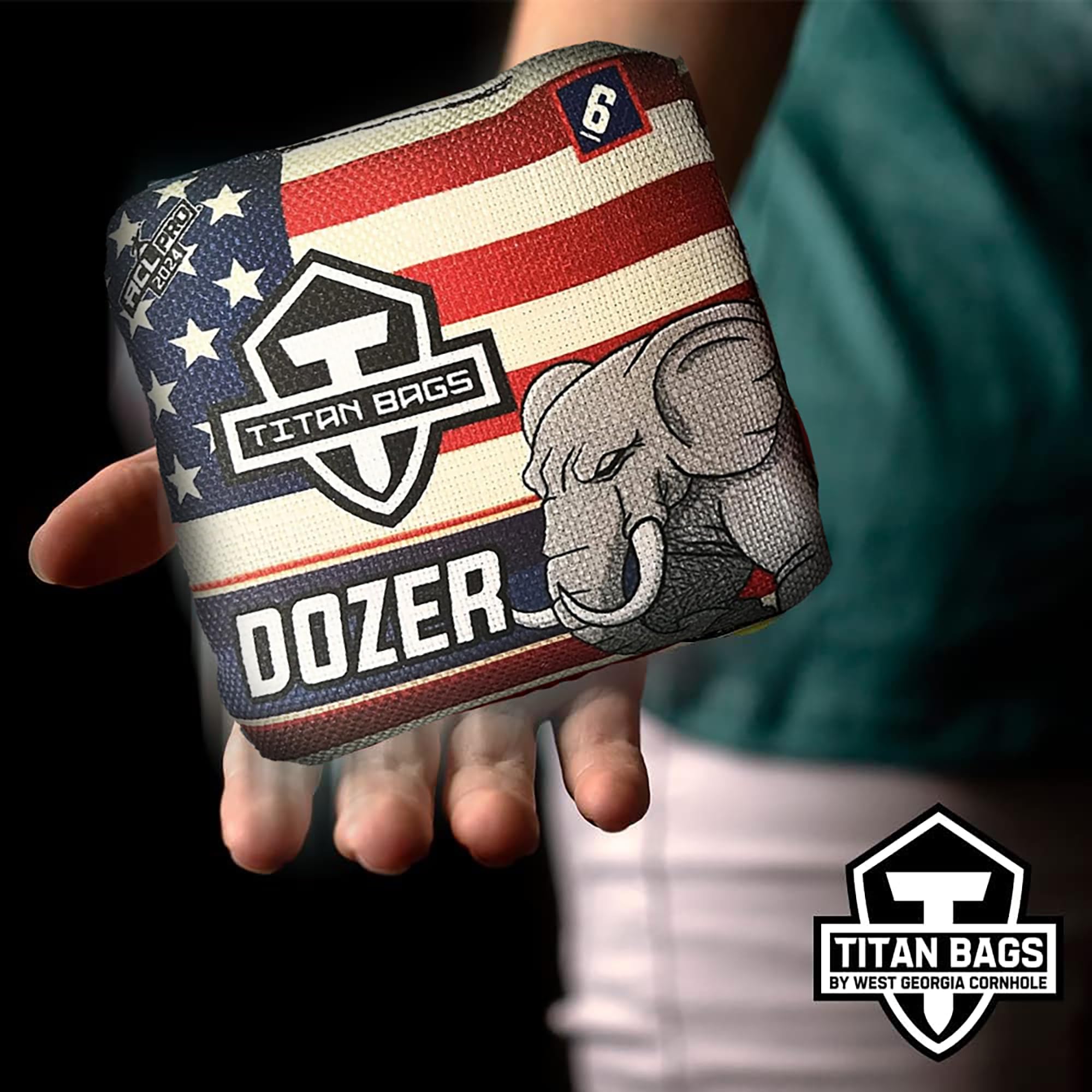 ACL PRO Approved Titan Bags Dozer Cornhole Bags - 6x6 Inch Professional Tournament Bean Bags Set of 4 | Durable & All-Weather for Indoor/Outdoor Cornhole Games, Backyard Parties, Tailgating & Picnics