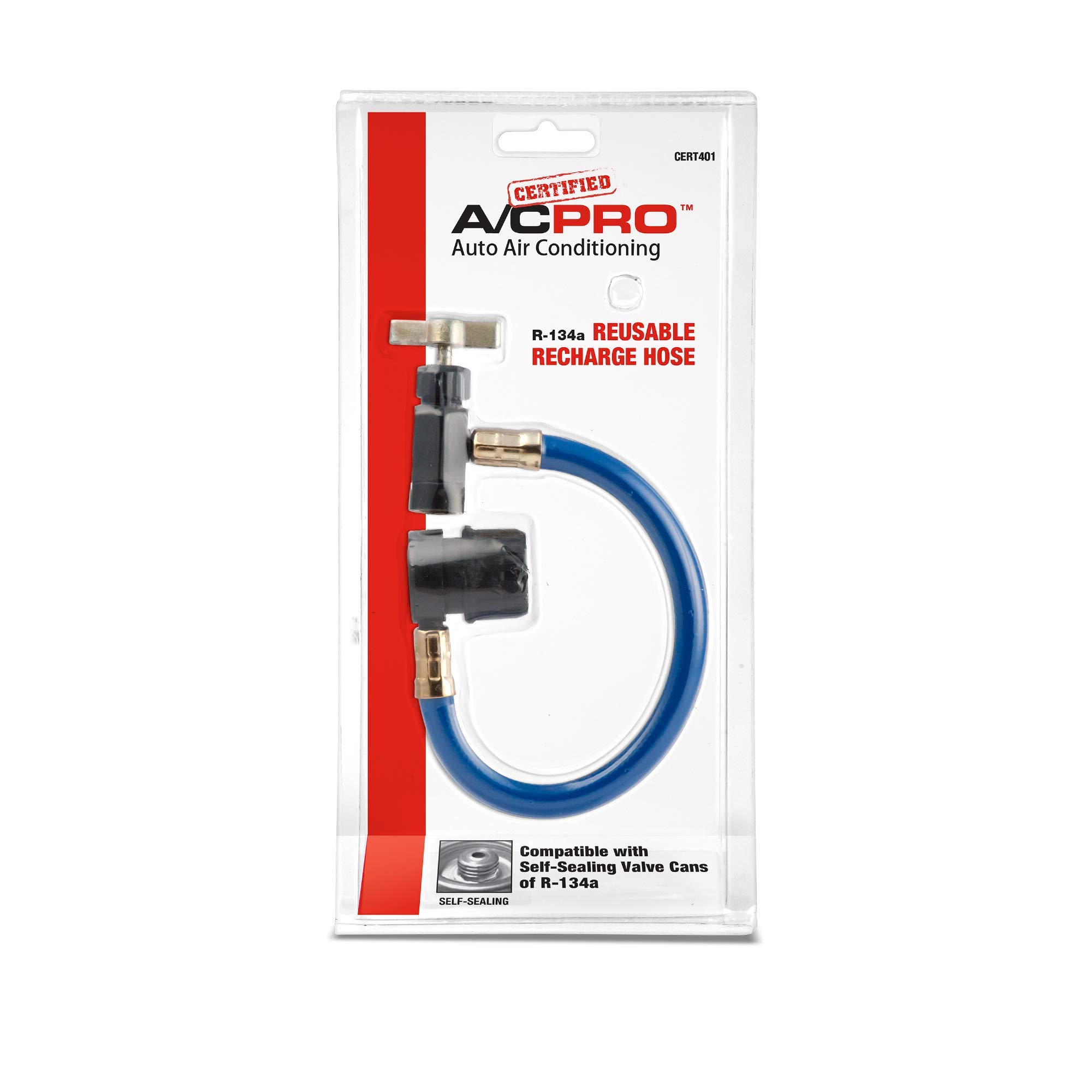 InterDynamics Certified A/C Pro Car Air Conditioner Refrigerant Recharge Kit - R-134A Compatible with Self-Sealing Valve Cans | Includes Hose & Can Tap Dispenser (8 in) | Perfect for DIY Car AC Maintenance & Quick Cooling System Recharge